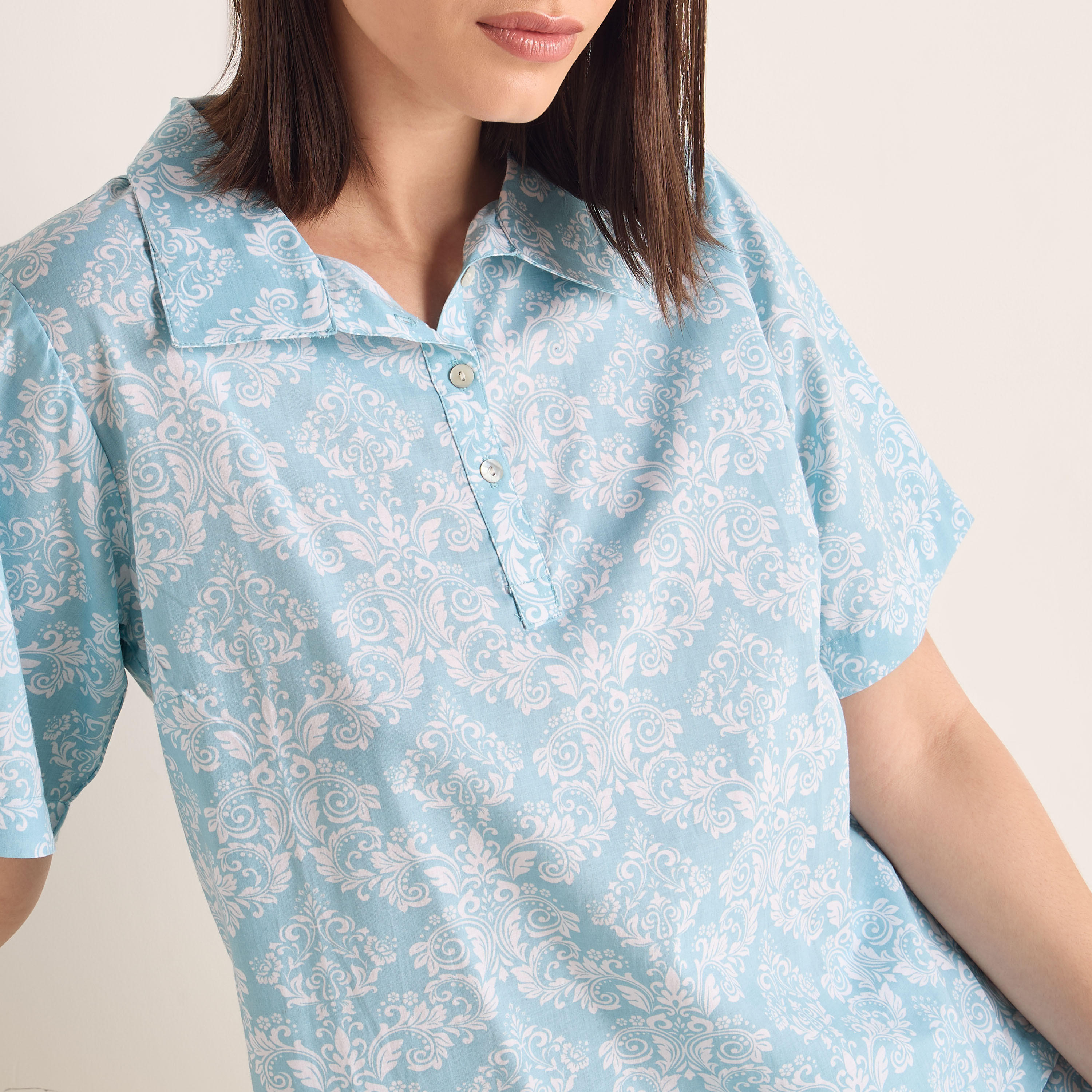 Printed Short Sleeves Top and Pyjama Set-women-clothing-nightwear-pyjamas-longsets-image-5