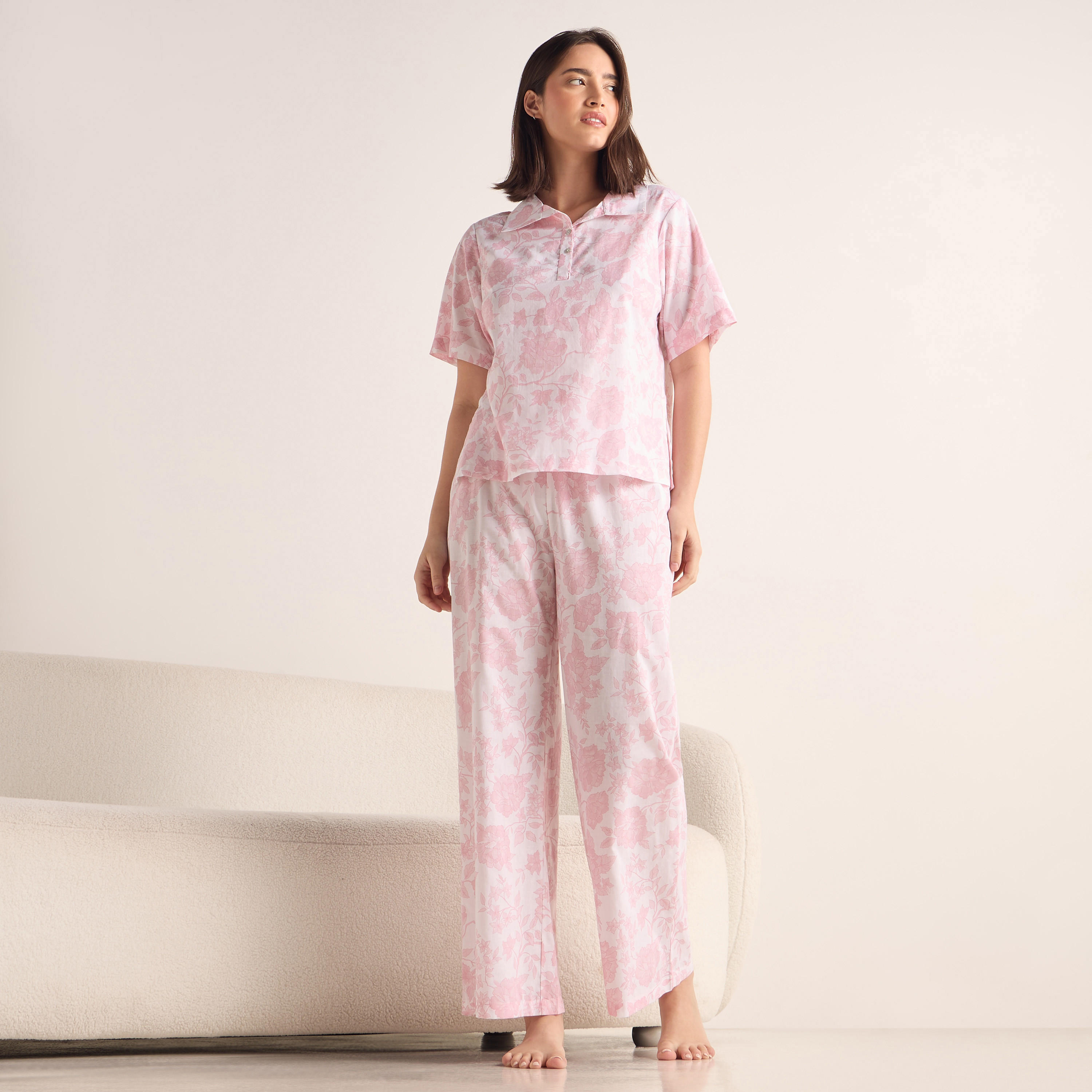 طقم بنطلون بيجاما وبلوزة بأكمام قصيرة وطبعات-women-clothing-nightwear-pyjamas-longsets-image-7
