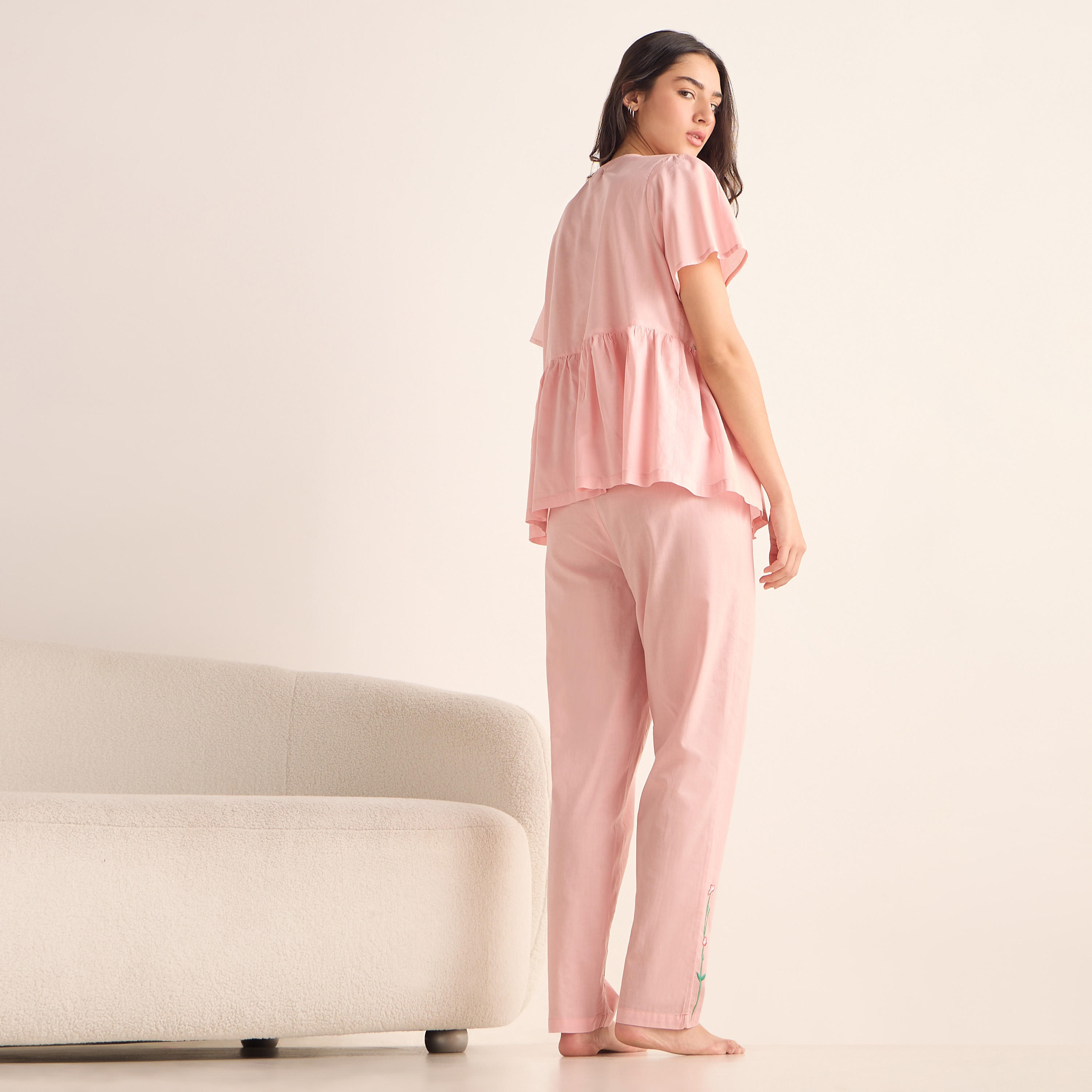 طقم بنطلون بيجاما وقميص قطن مطرّز-women-clothing-nightwear-pyjamas-longsets-image-3