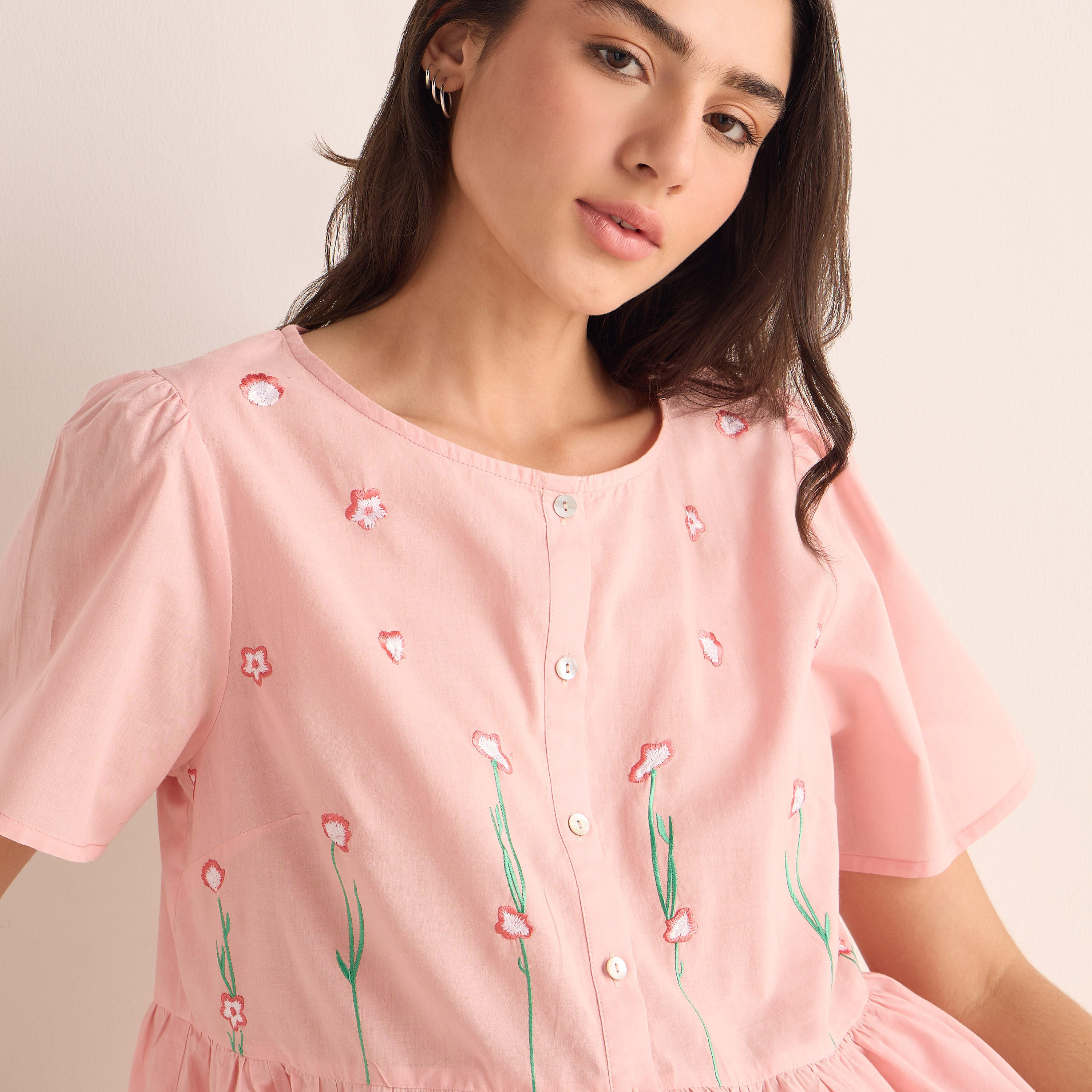 طقم بنطلون بيجاما وقميص قطن مطرّز-women-clothing-nightwear-pyjamas-longsets-image-5