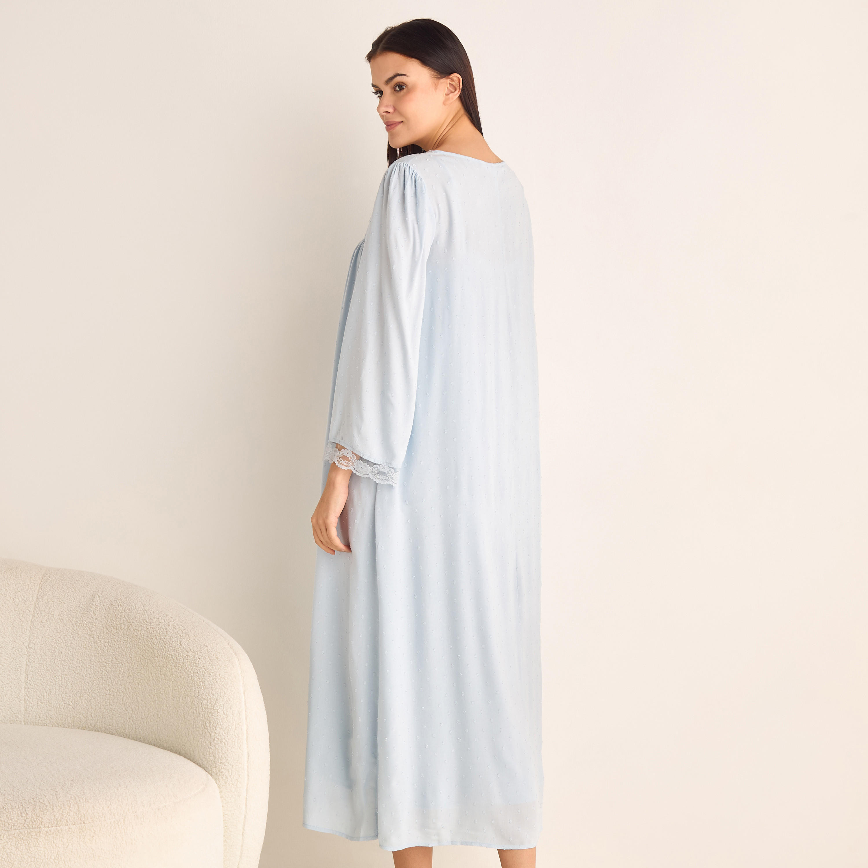 Dobby Textured Camisole and Robe Set with Lace Detail-women-clothing-nightwear-nighties-image-3