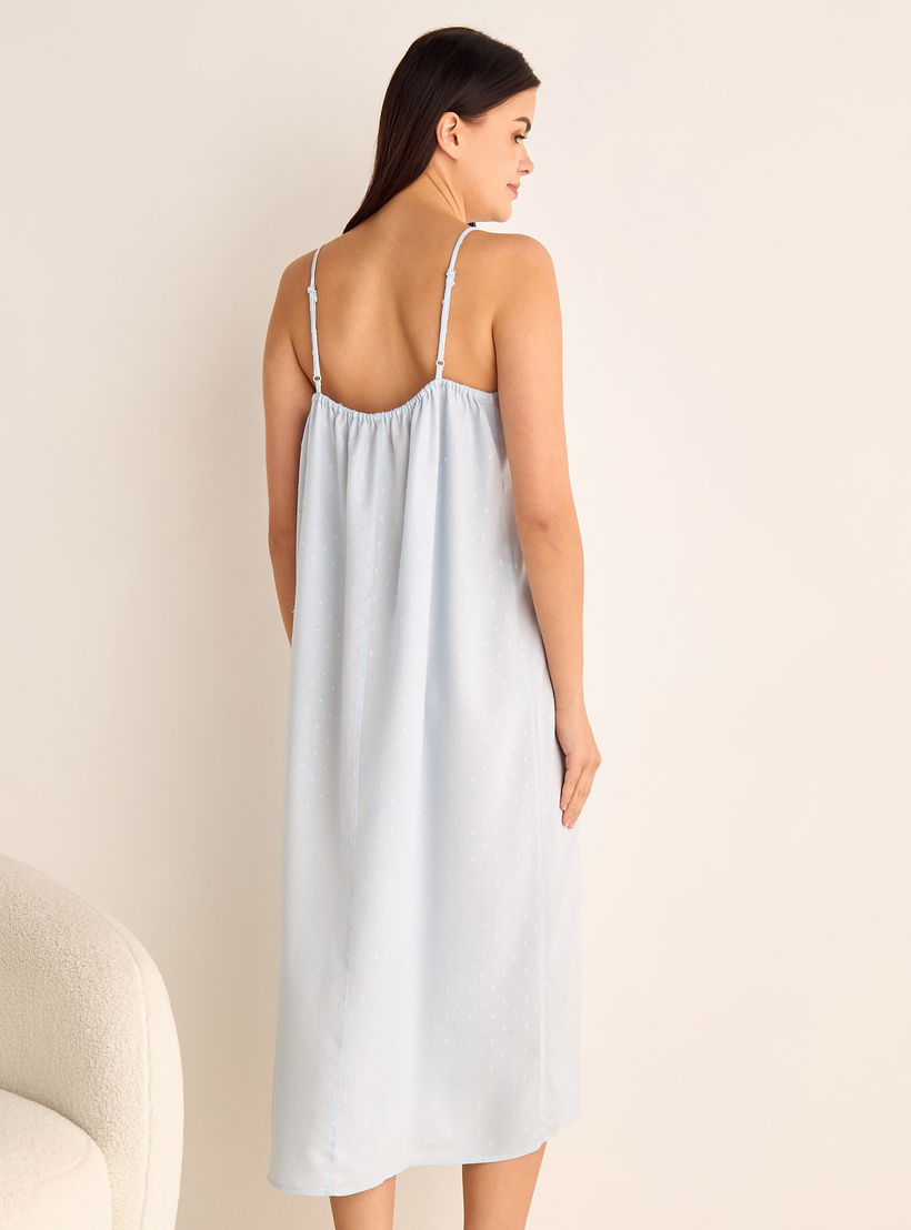 Dobby Textured Camisole and Robe Set with Lace Detail-women-clothing-nightwear-nighties-image-5