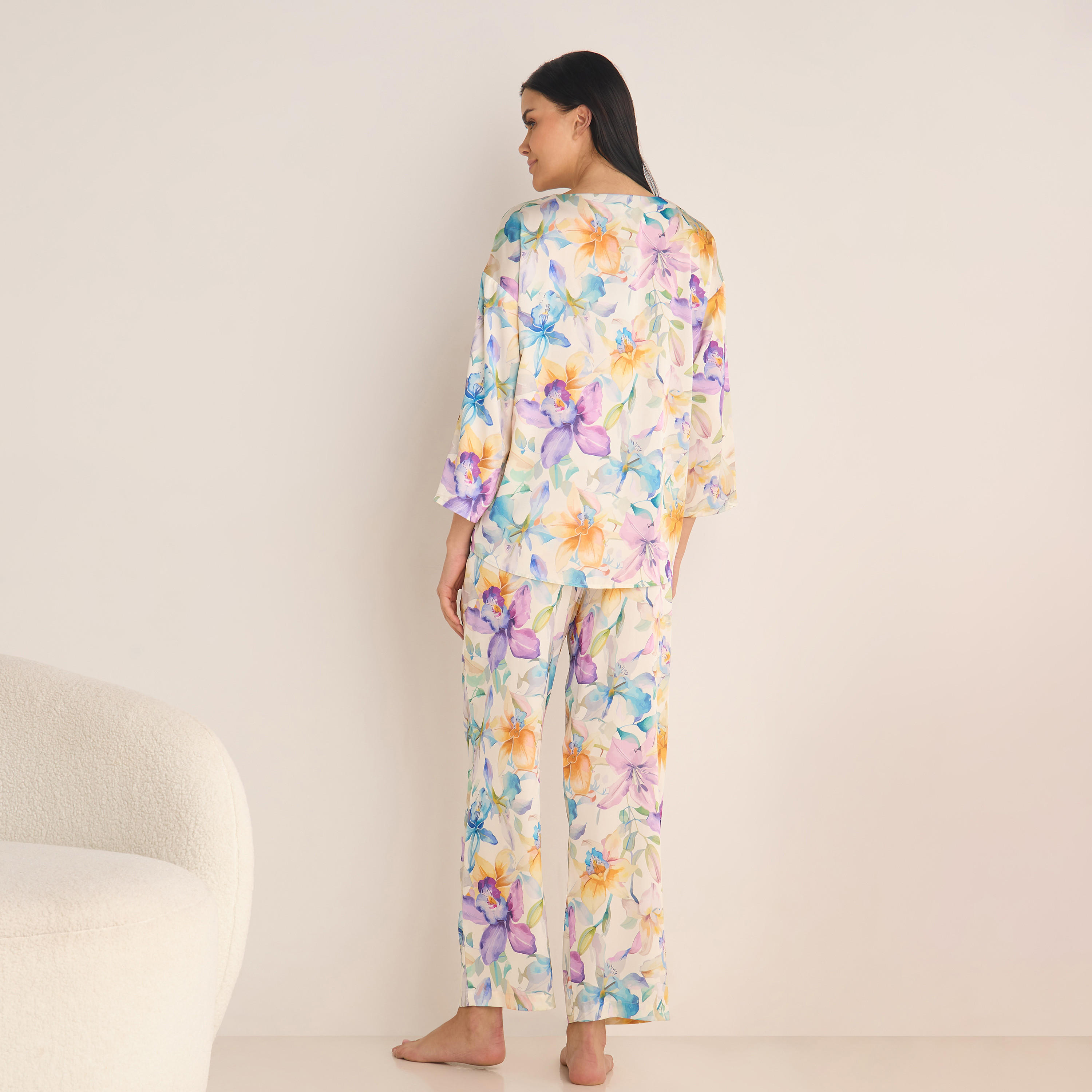 Floral Print T-shirt and Pyjama Set-women-clothing-nightwear-pyjamas-longsets-image-4