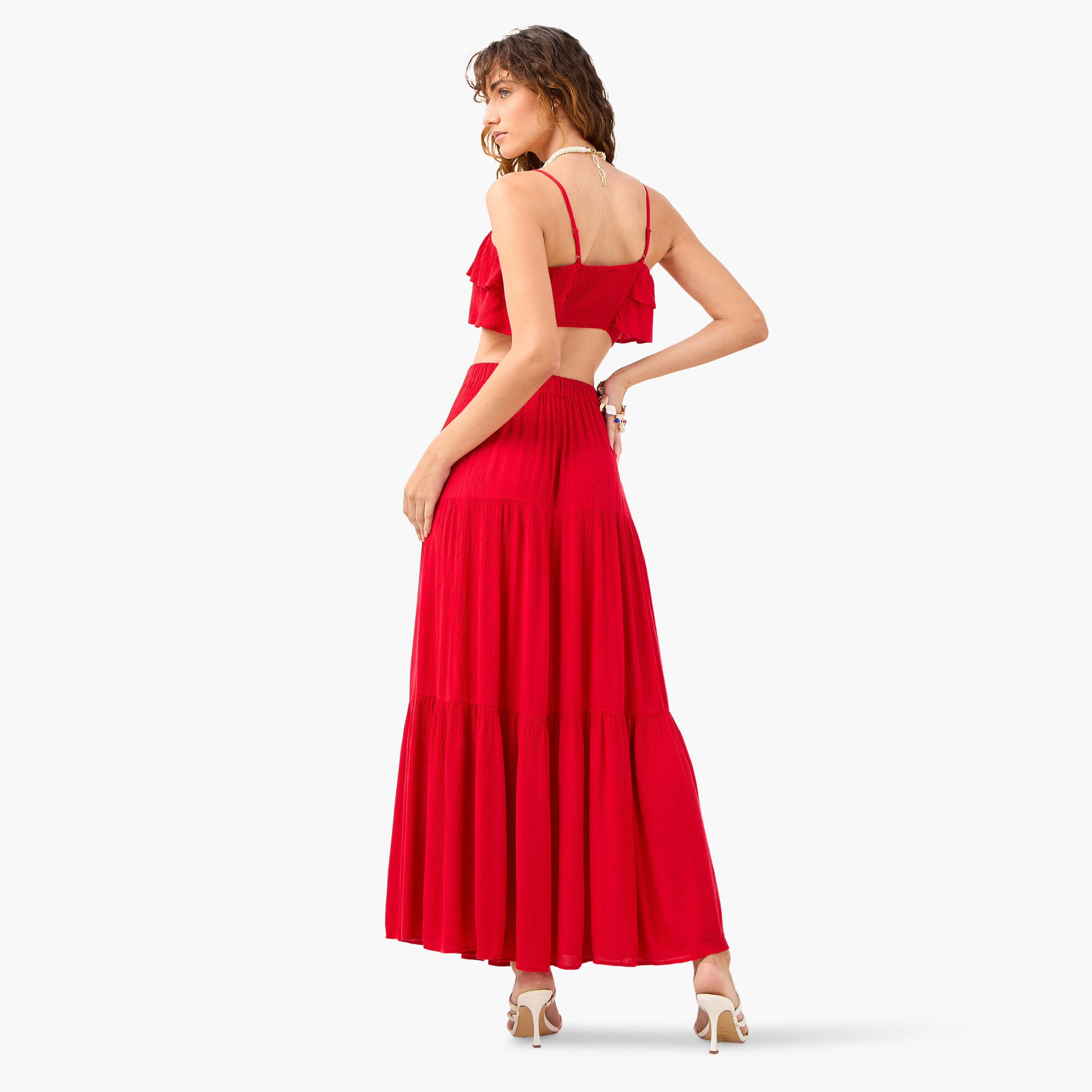 طقم تنورة متعددة الطبقات وبلوزة شاطئ دون أكمام بتفاصيل كشكش-women-clothing-swimandbeach-beachwear-image-4
