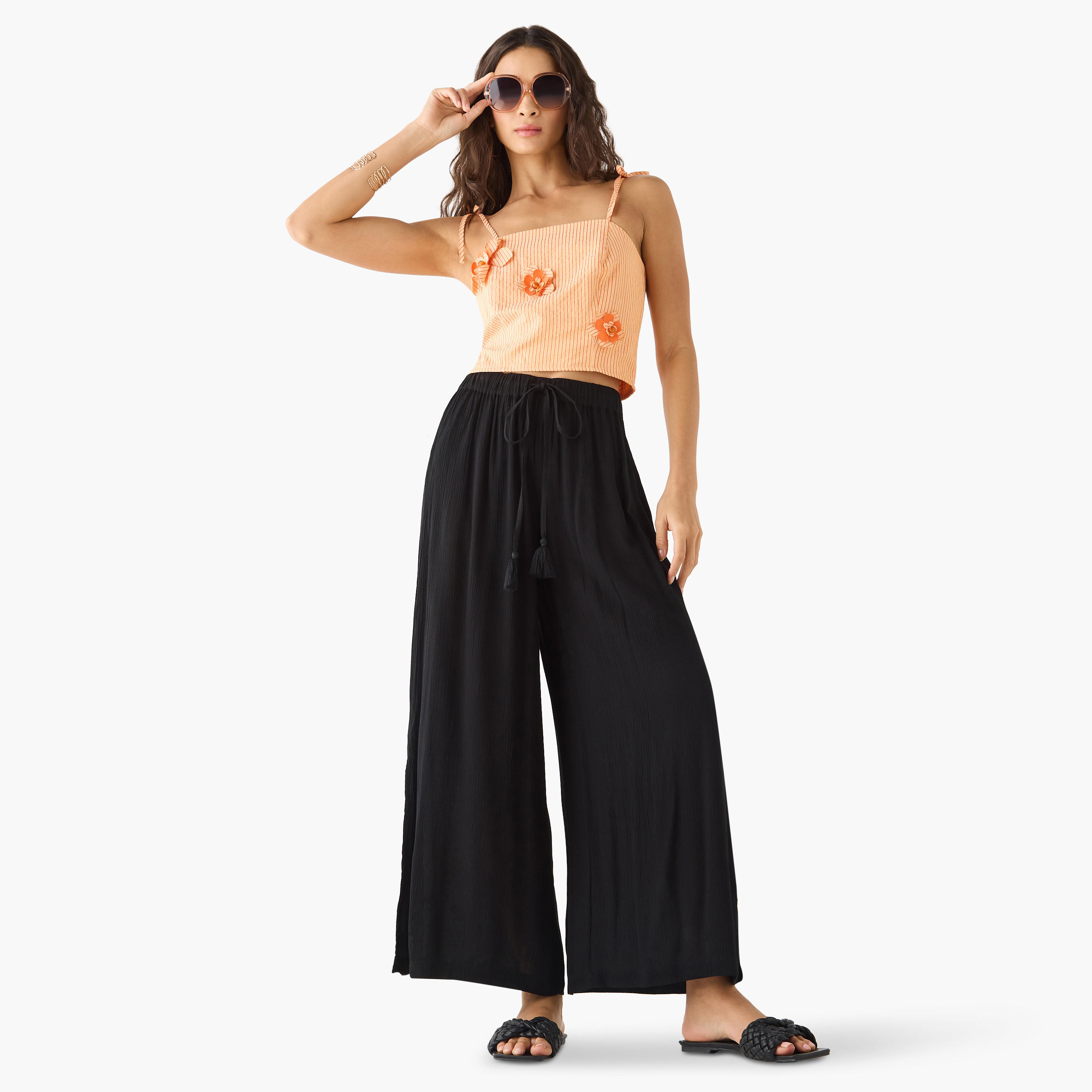 بنطلون بلازو بارز الملمس برباط إغلاق-women-clothing-swimandbeach-beachwear-image-6