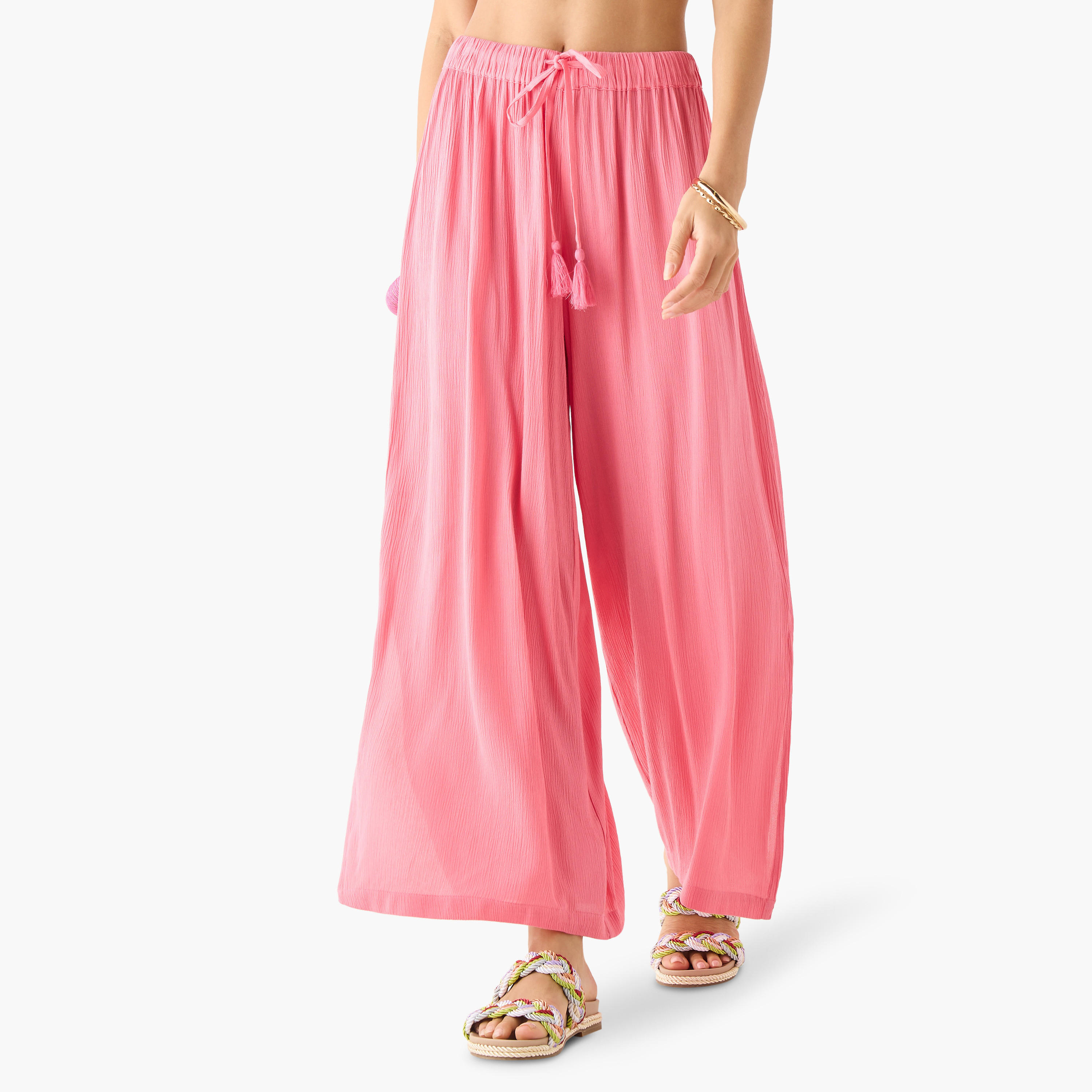 بنطلون بلازو بارز الملمس برباط إغلاق-women-clothing-swimandbeach-beachwear-image-9