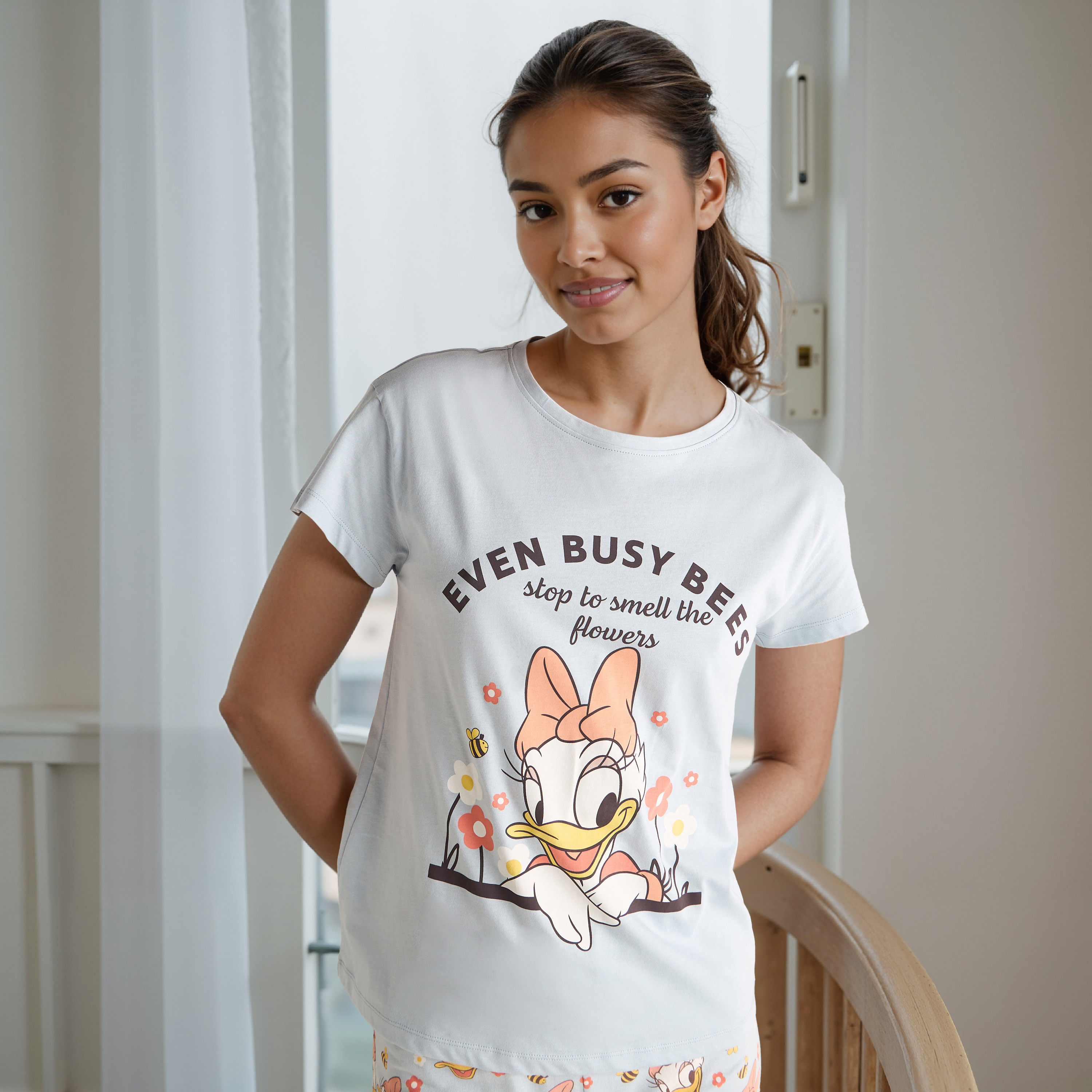 Daisy Duck Print Pyjama Set-women-clothing-nightwear-pyjamas-longsets-image-2