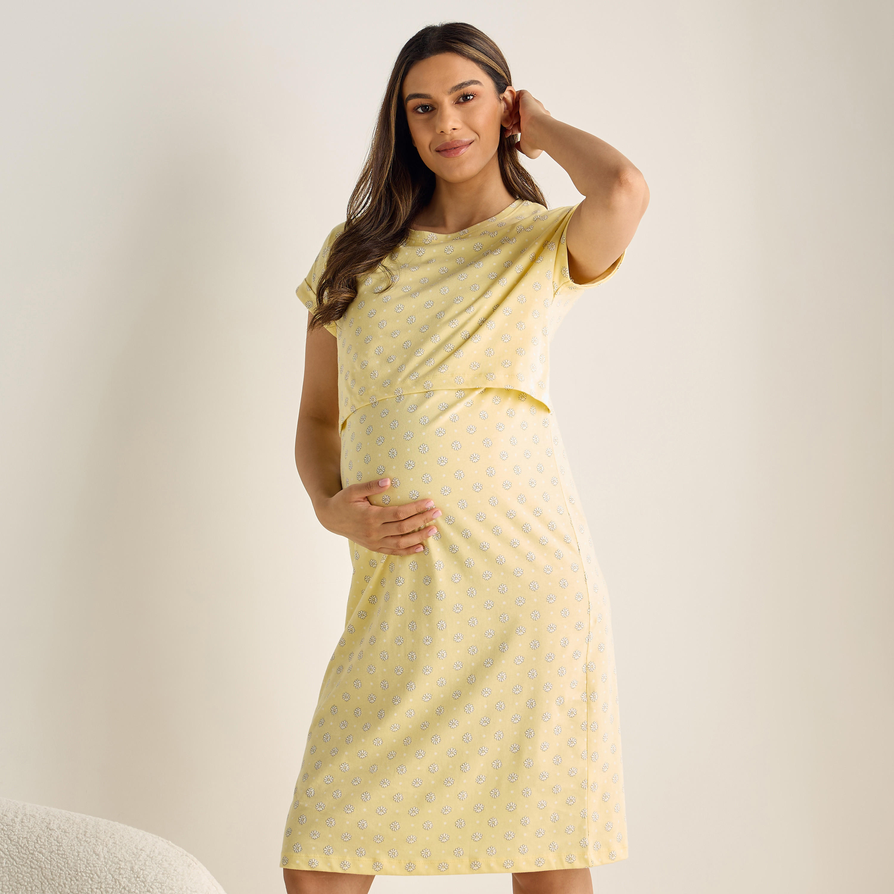 All-Over Print Maternity Night Dress-women-clothing-nightwear-nighties-image-1