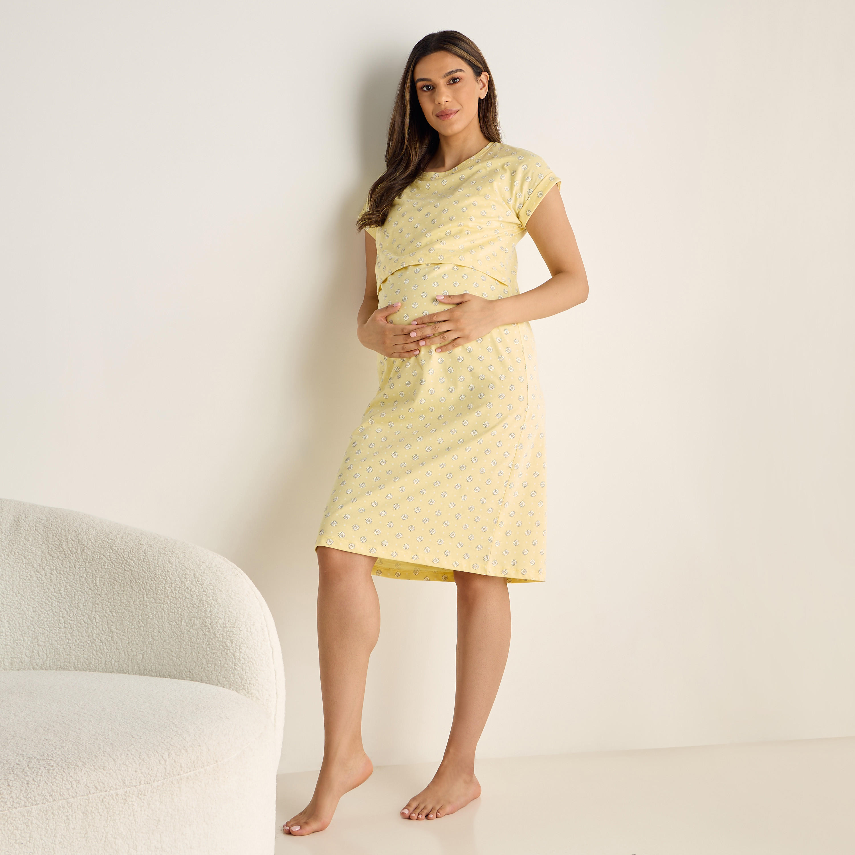 All-Over Print Maternity Night Dress-women-clothing-nightwear-nighties-image-2