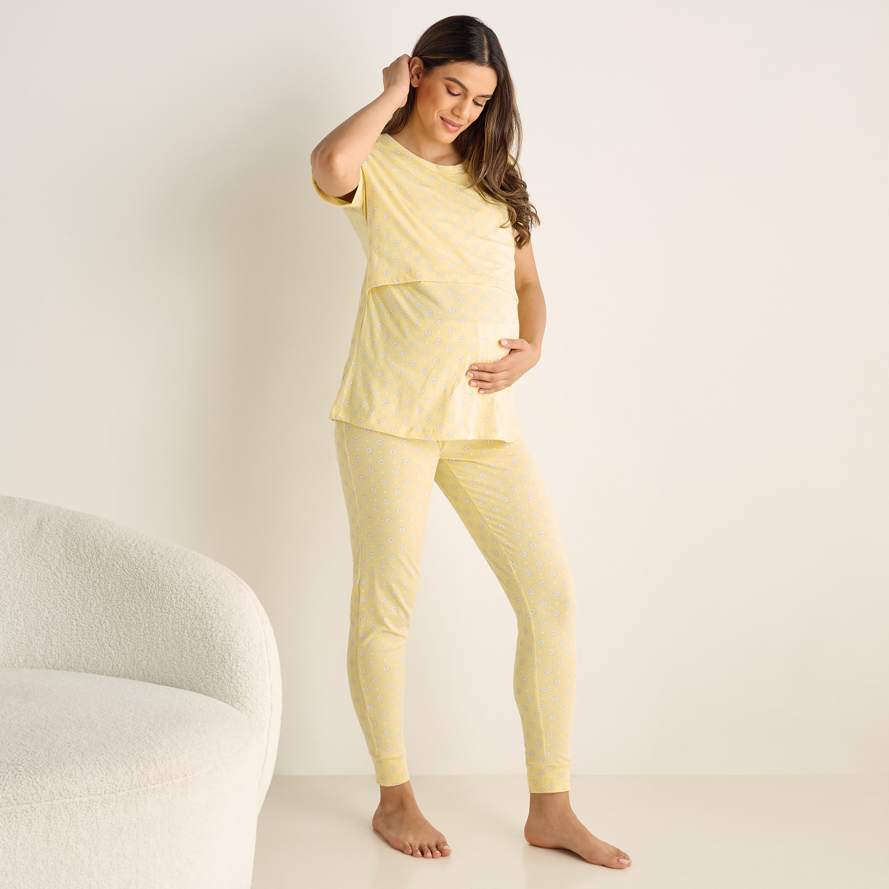 طقم بيجاما قطن للحوامل بطبعات-women-clothing-nightwear-pyjamas-longsets-image-6