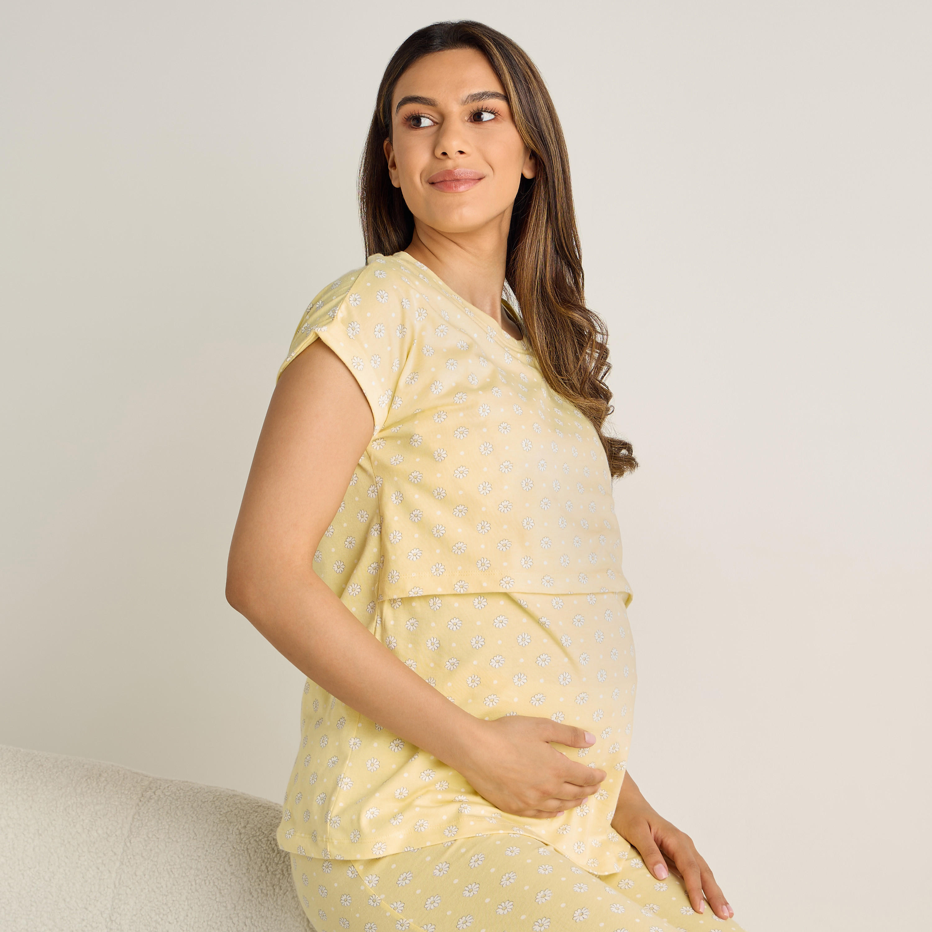 طقم بيجاما قطن للحوامل بطبعات-women-clothing-nightwear-pyjamas-longsets-image-5