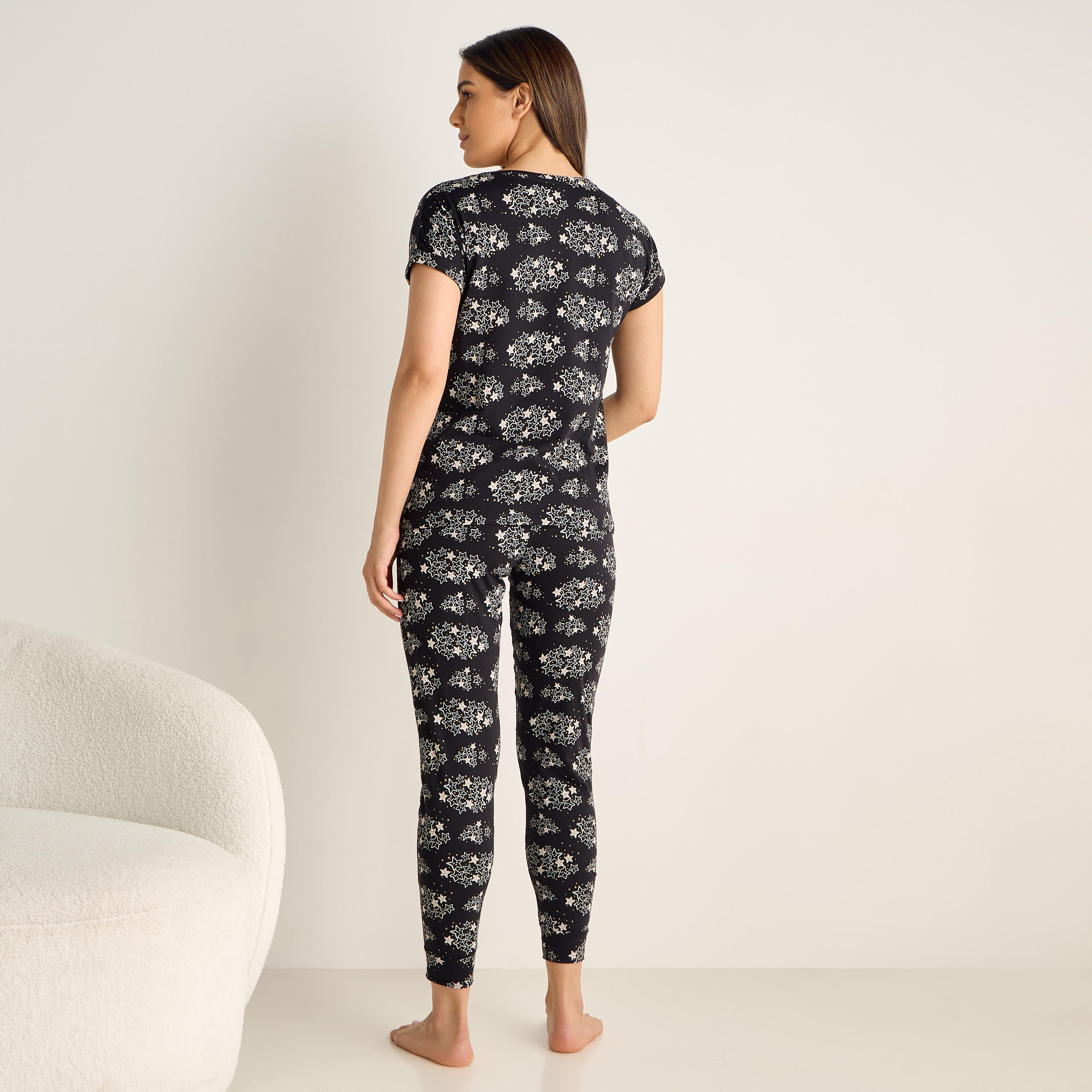 طقم بيجاما قطن للحوامل بطبعات-women-clothing-nightwear-pyjamas-longsets-image-3