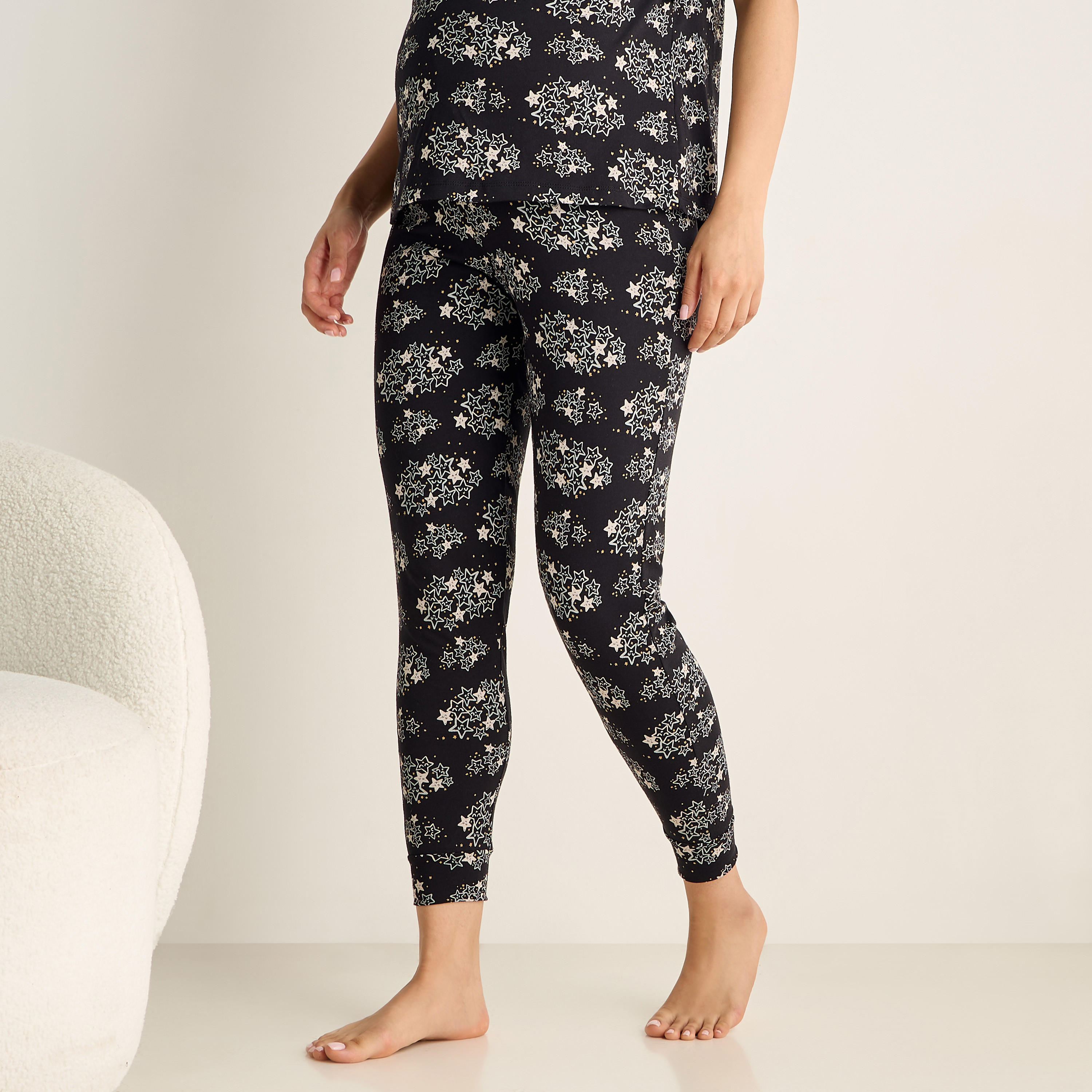 طقم بيجاما قطن للحوامل بطبعات-women-clothing-nightwear-pyjamas-longsets-image-4