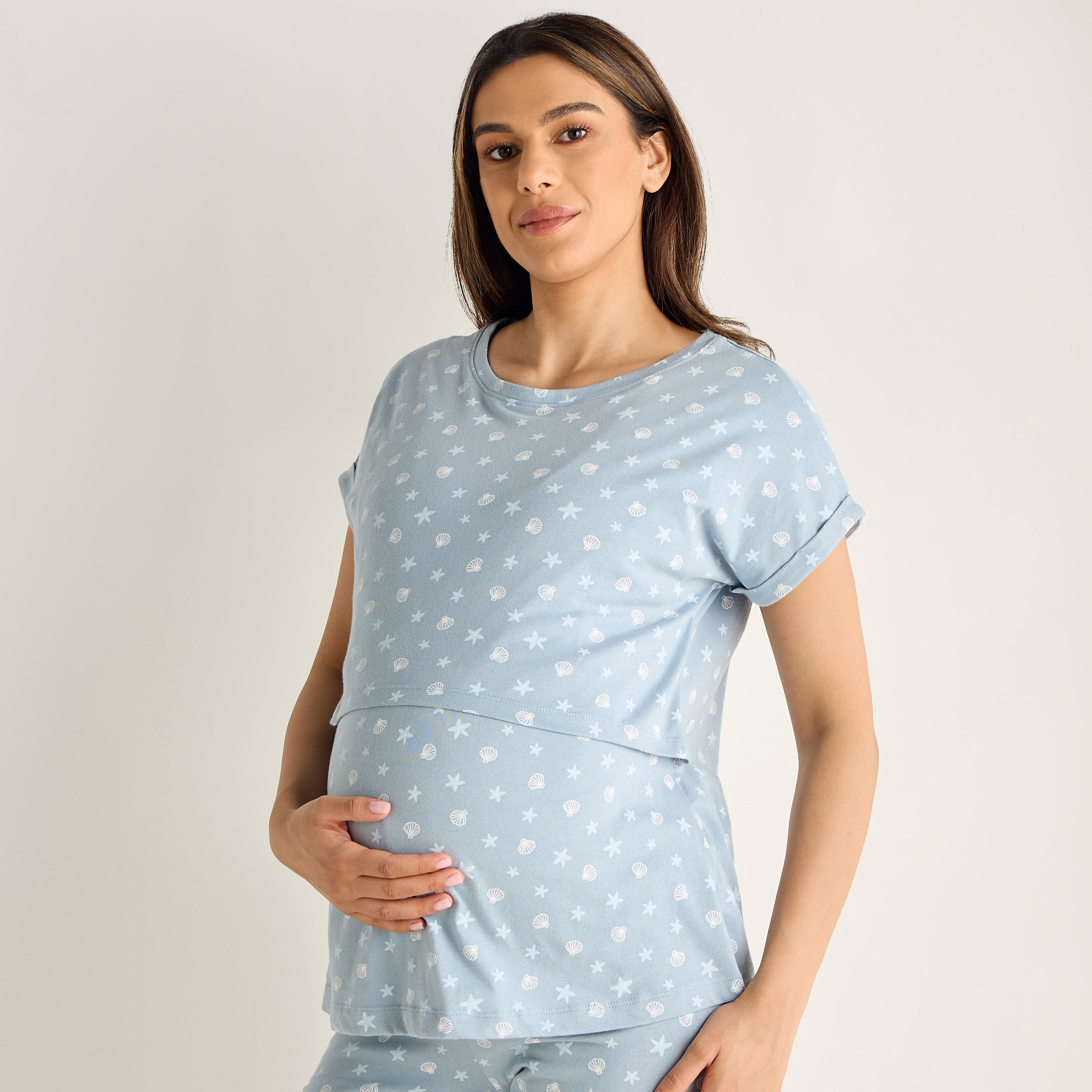 طقم بيجاما قطن للحوامل بطبعات-women-clothing-nightwear-pyjamas-longsets-image-2