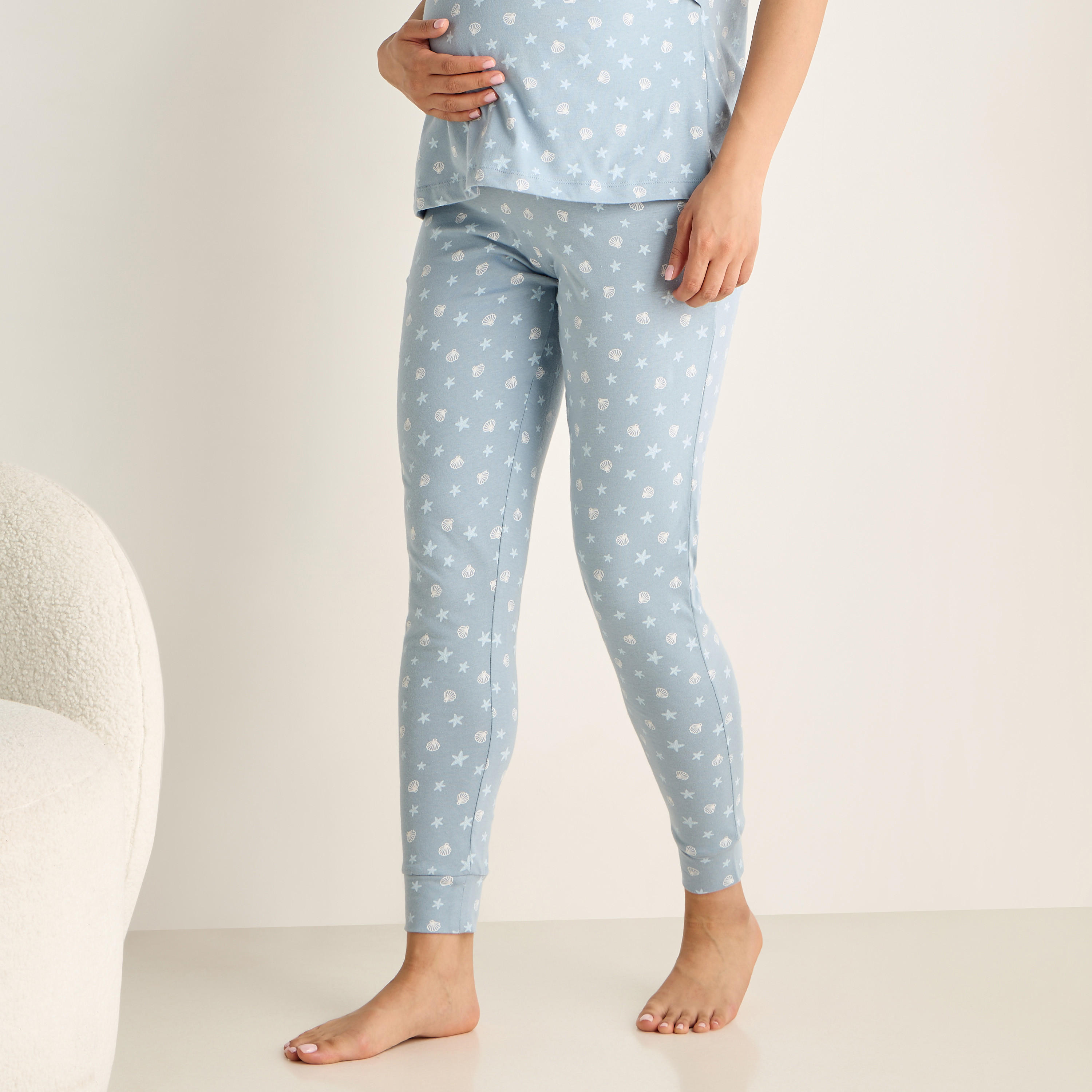 طقم بيجاما قطن للحوامل بطبعات-women-clothing-nightwear-pyjamas-longsets-image-4