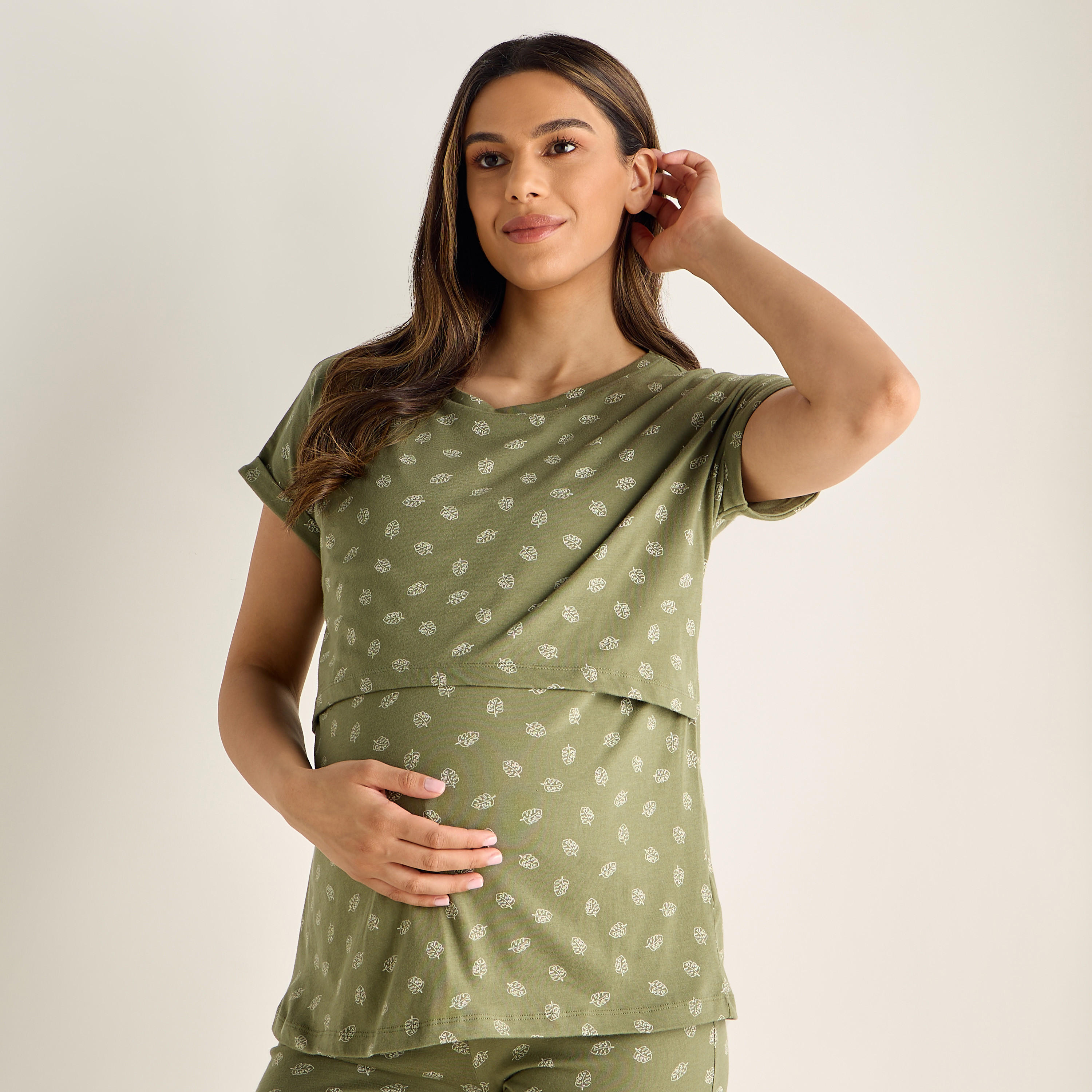 طقم بيجاما قطن للحوامل بطبعات-women-clothing-nightwear-pyjamas-longsets-image-2