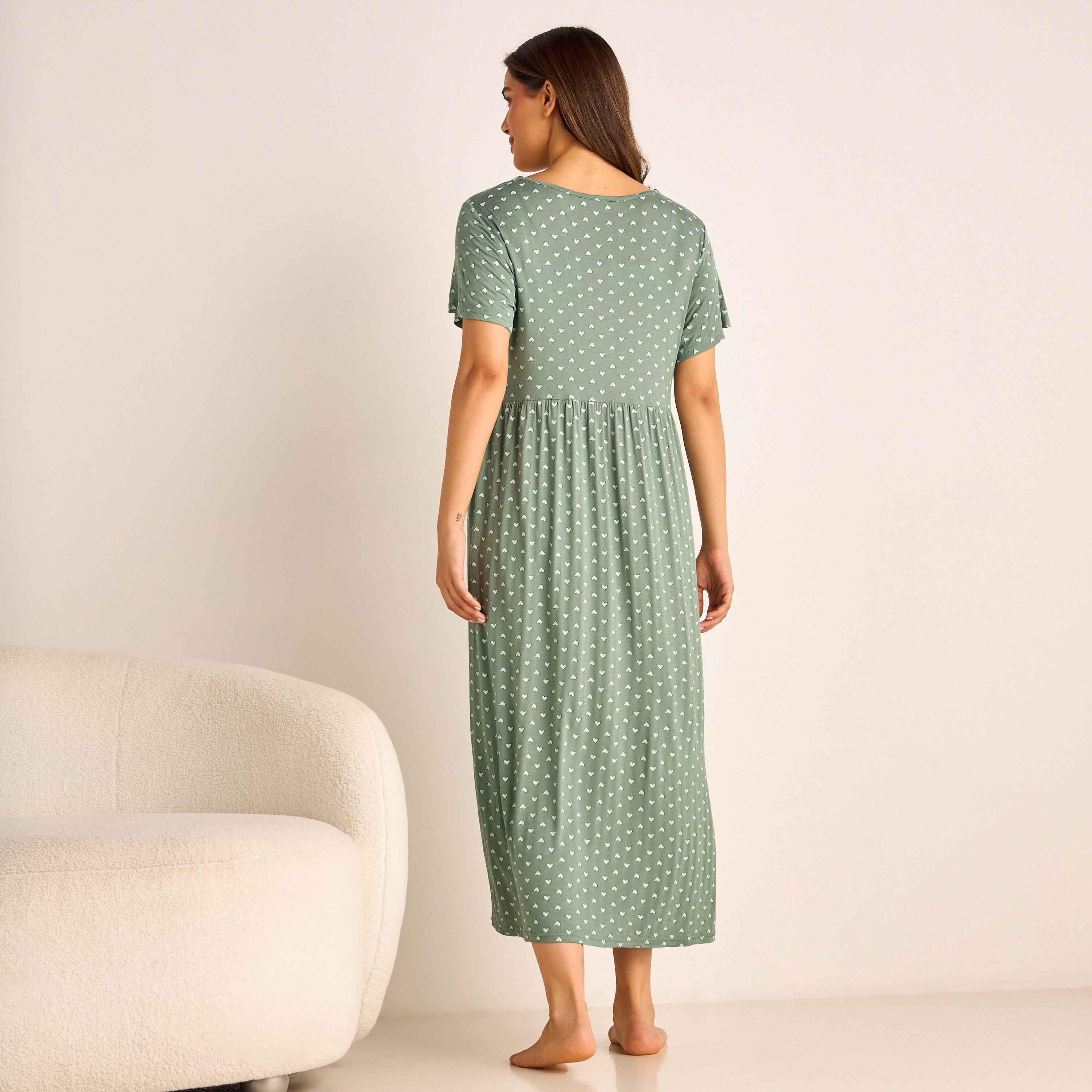 قميص نوم للحوامل بأكمام قصيرة وطبعات-women-clothing-maternity-nightwear-image-3