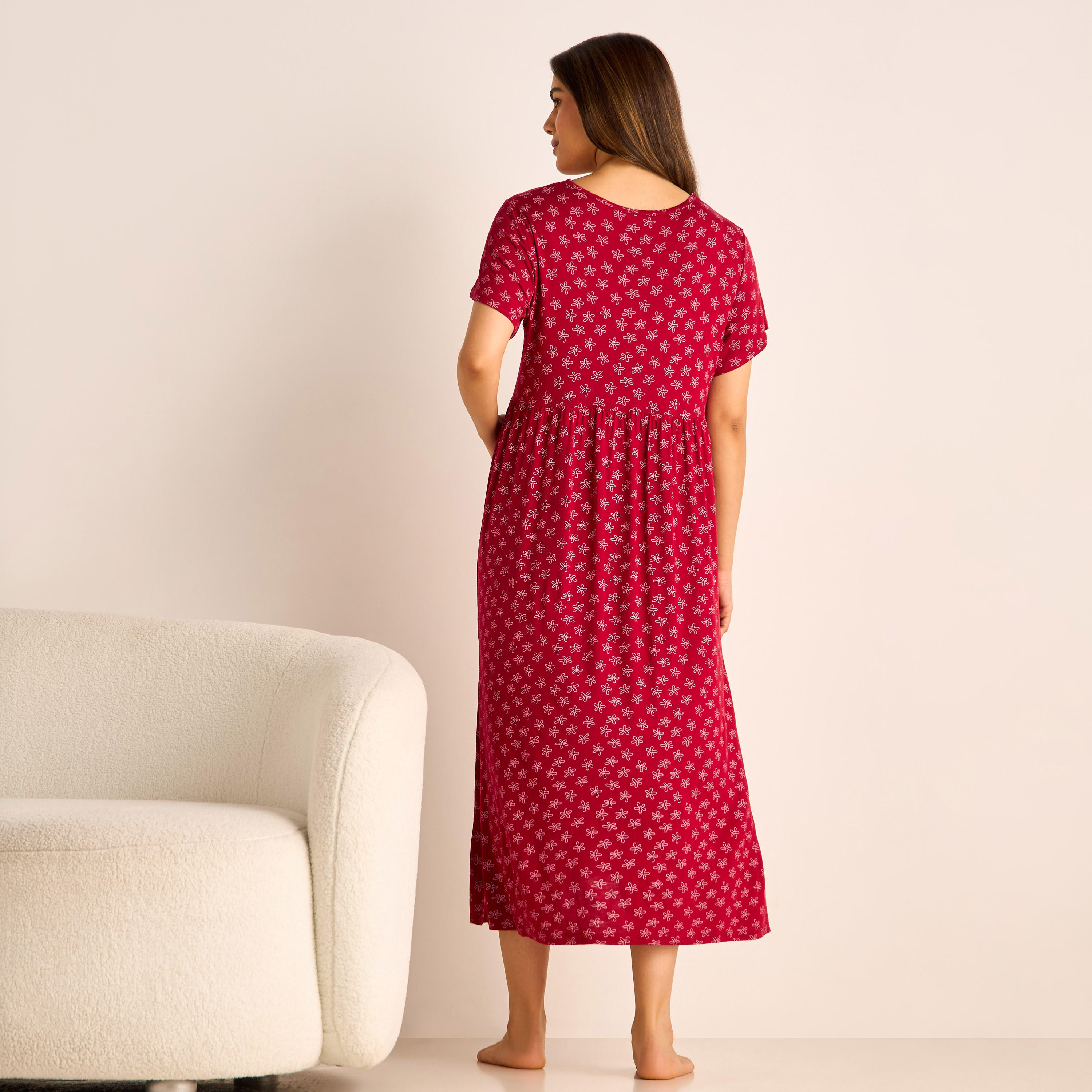 Printed Maternity Sleepshirt with Short Sleeves-women-clothing-maternity-nightwear-image-3