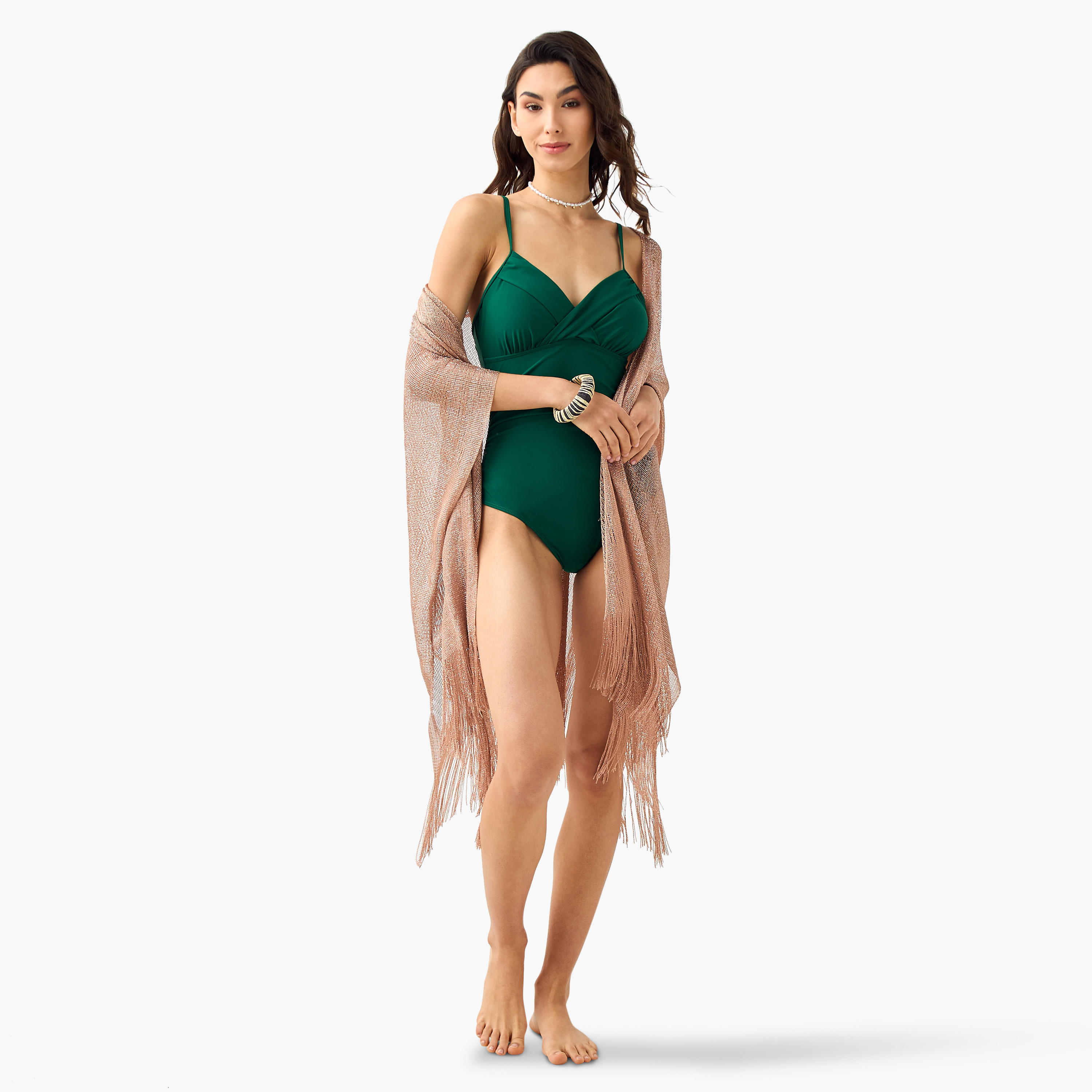 بدلة سباحة بياقة V وحمالات قابلة للتعديل-women-clothing-swimandbeach-swimsuits-image-2