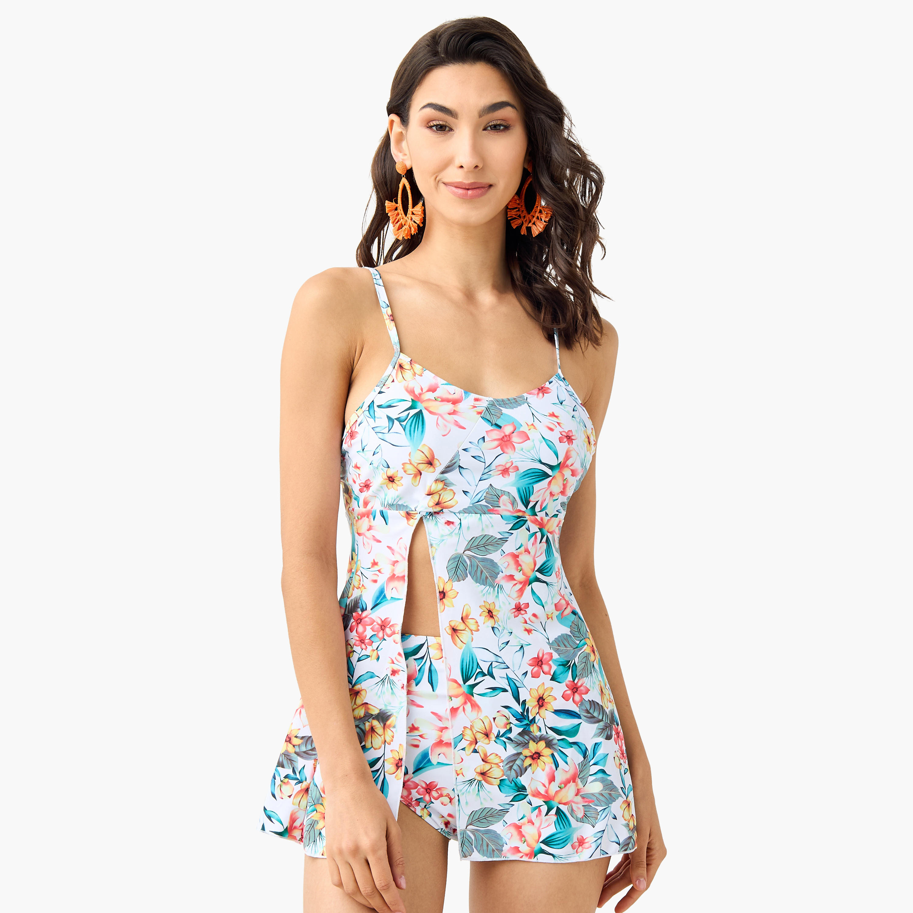 طقم سروال داخلي وبلوزة سباحة بحمالات وطبعات أزهار-women-clothing-swimandbeach-swimsuits-image-7