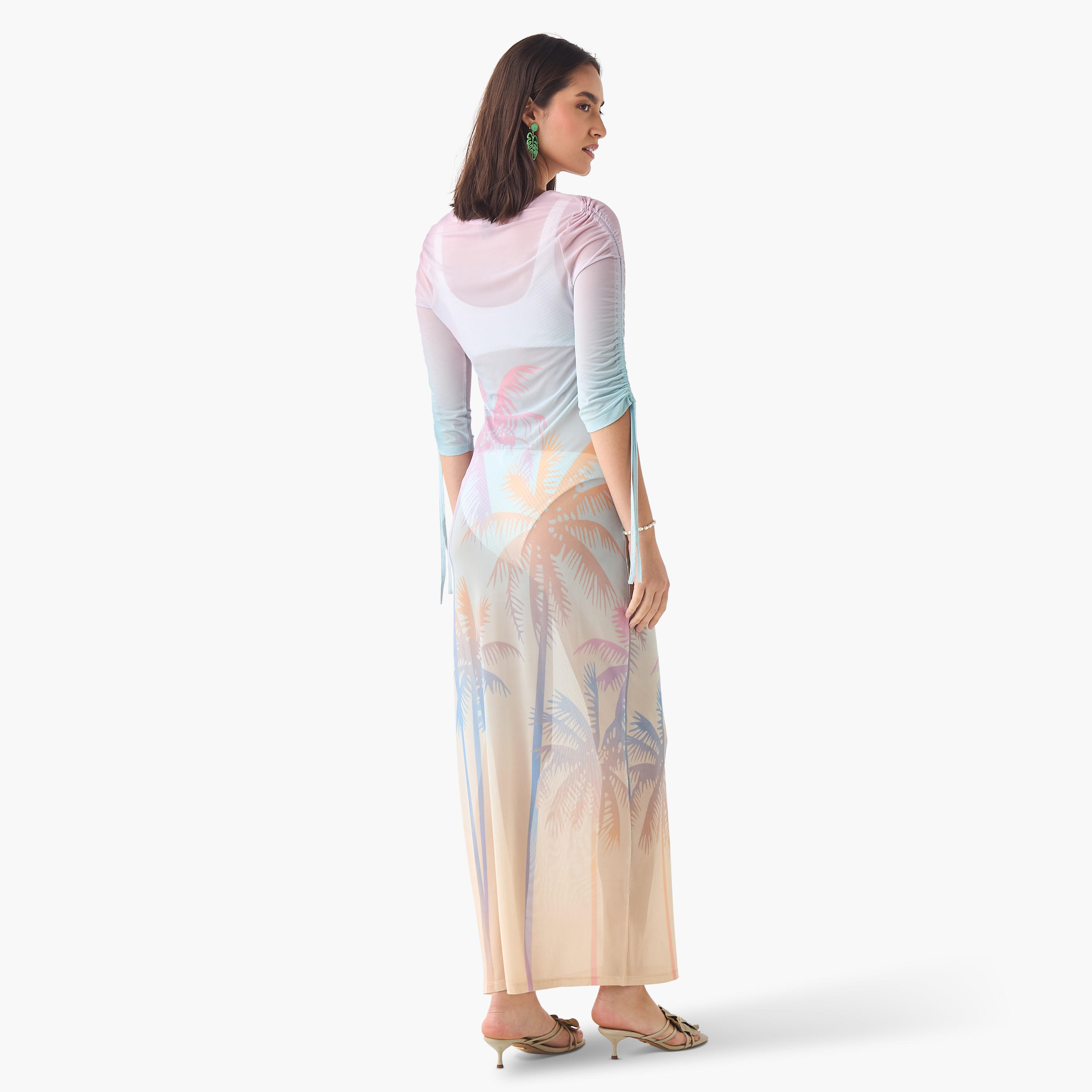 Tropical Print Cover-Up with Ruched Detail-women-clothing-swimandbeach-beachwear-image-4