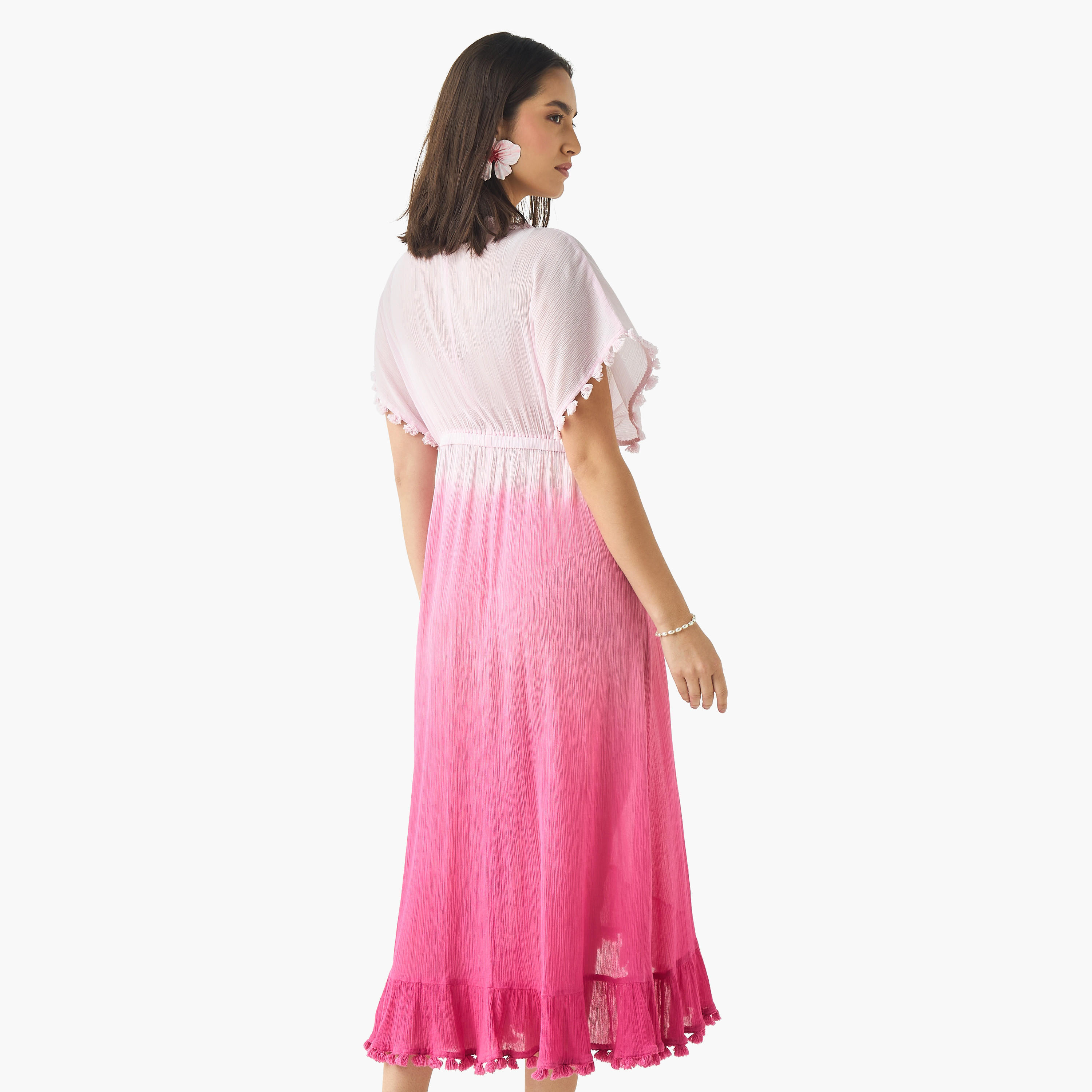 Pom Pom Detail Cover-Up with Tie-Ups-women-clothing-swimandbeach-beachwear-image-4