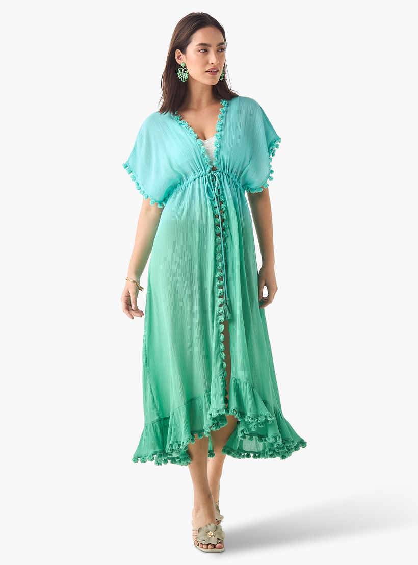 Pom Pom Detail Cover-Up with Tie-Ups-women-clothing-swimandbeach-beachwear-image-3