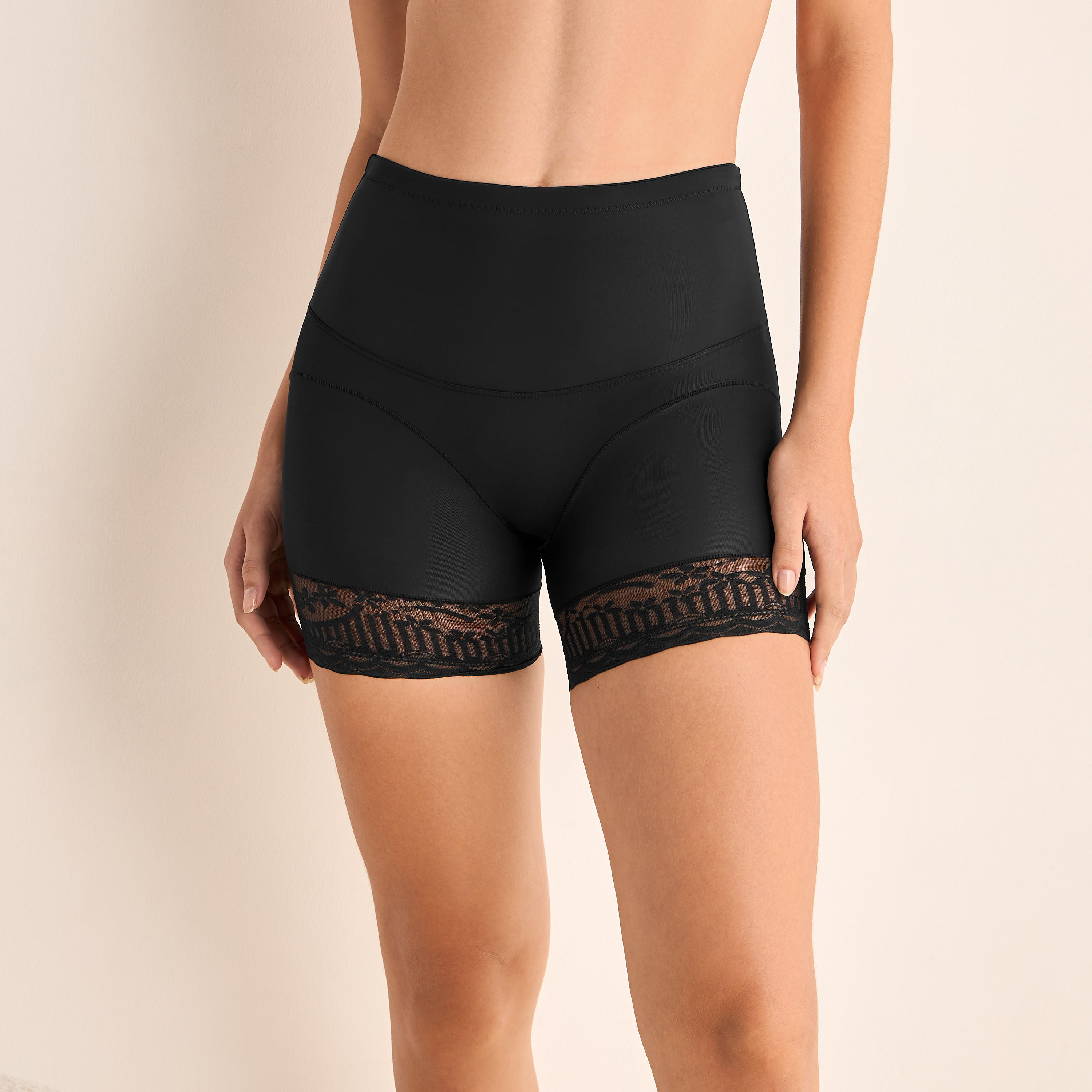 سروال شد للبطن بتفاصيل دانتيل وخصر مطاطي-women-clothing-lingerie-shapewear-image-1