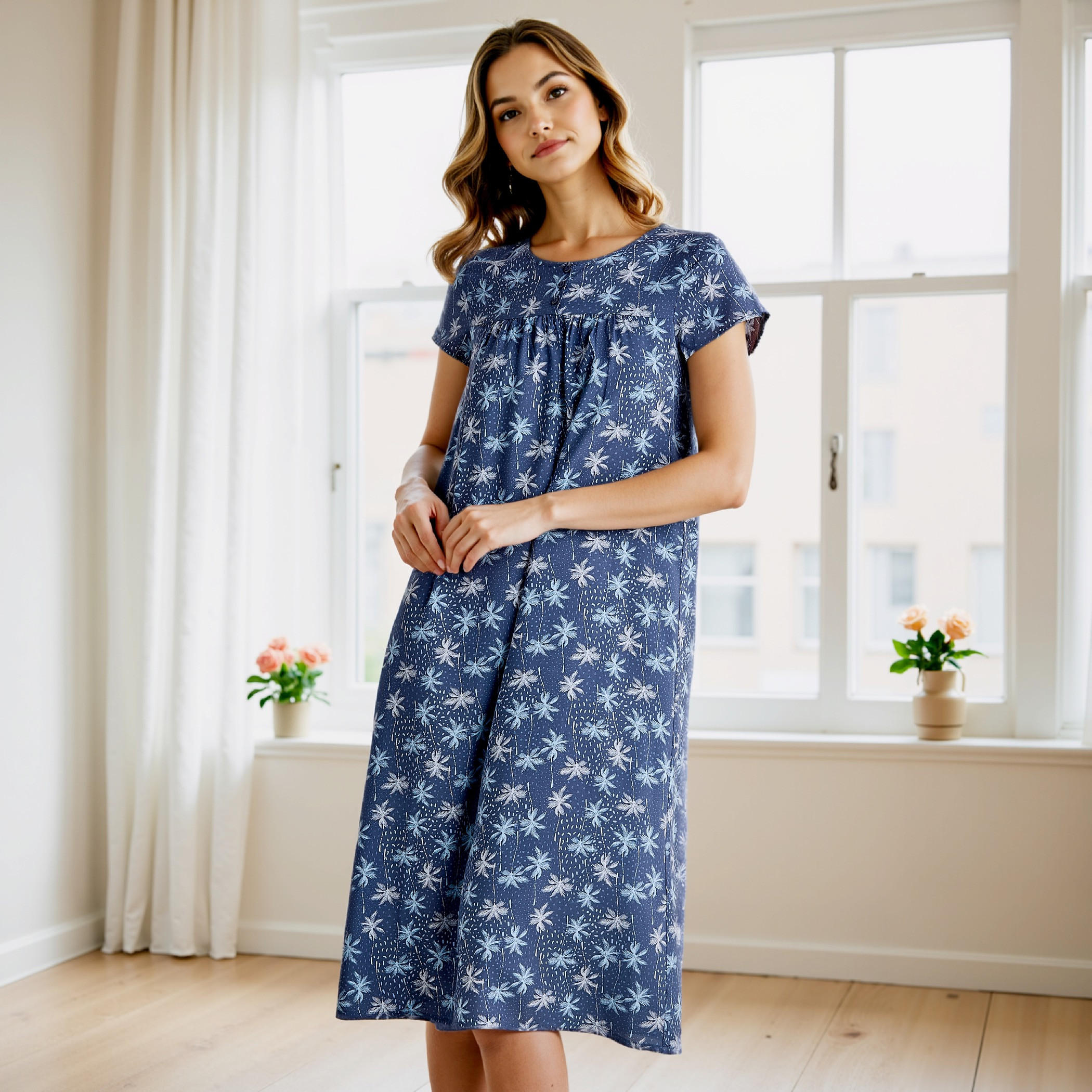 Printed Viscose Night Dress-women-clothing-nightwear-nighties-image-1