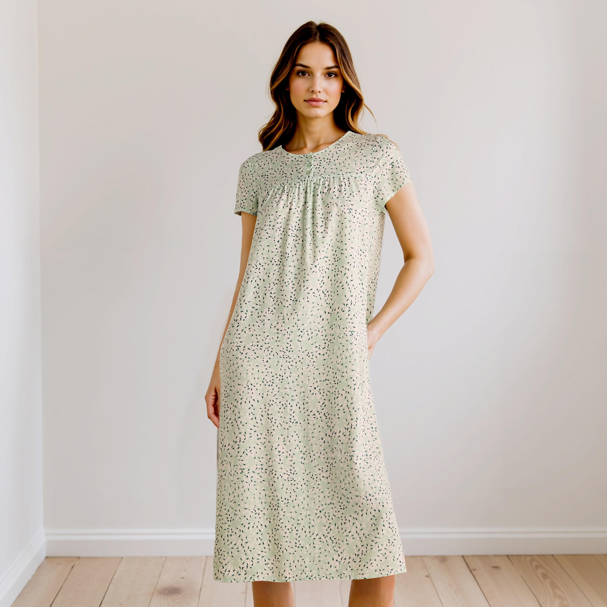 Printed Viscose Night Dress-women-clothing-nightwear-nighties-image-1