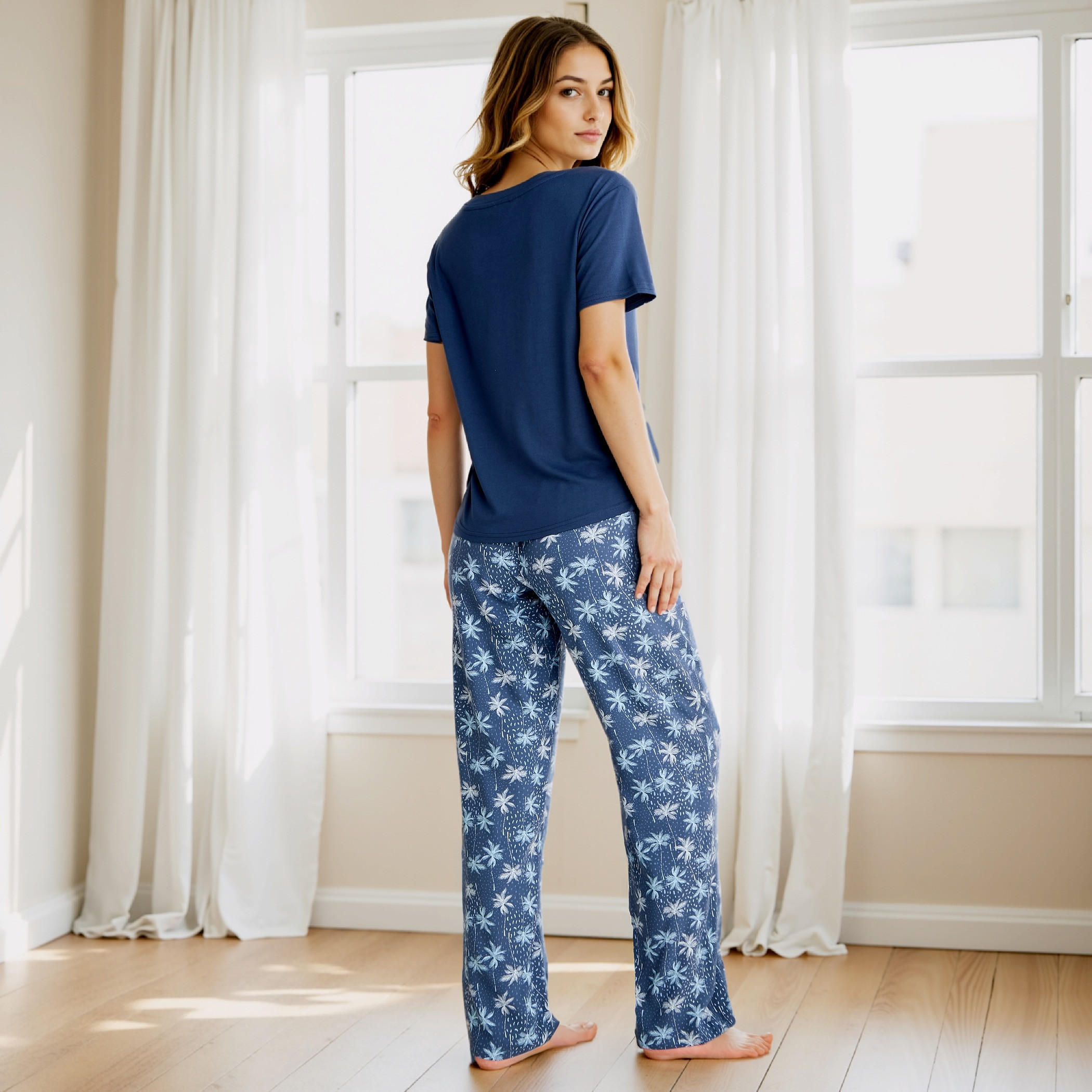 Graphic Print Viscose T-shirt and Pyjama Set-women-clothing-nightwear-pyjamas-longsets-image-4