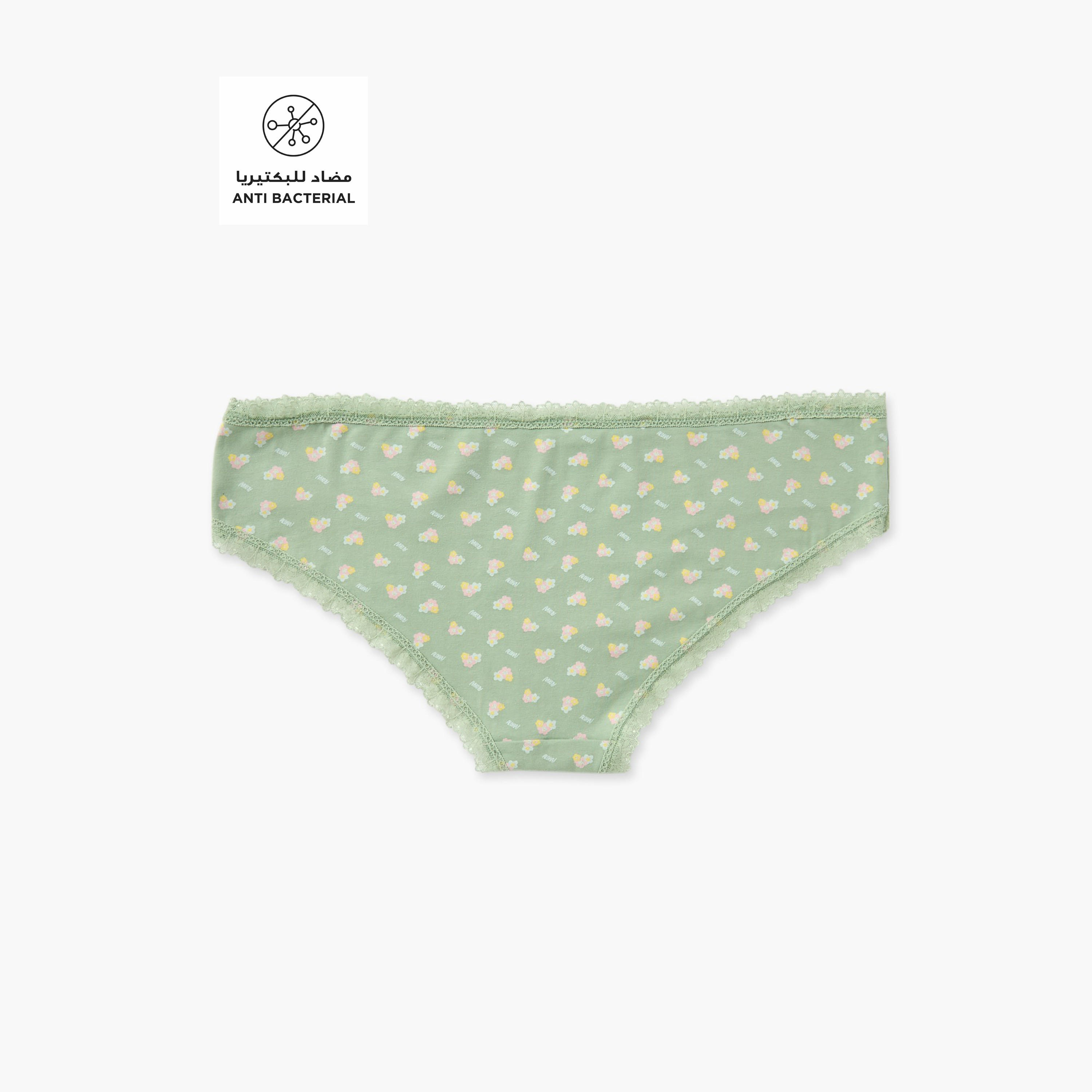 سروال داخلي بكيني بخصر مطاطي وطبعات أزهار-women-clothing-lingerie-panties-image-2
