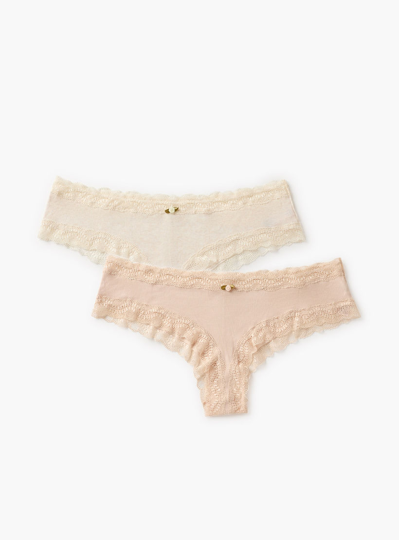 سراويل داخلية بزينة دانتيل - طقم من قطعتين-women-clothing-lingerie-panties-image-1