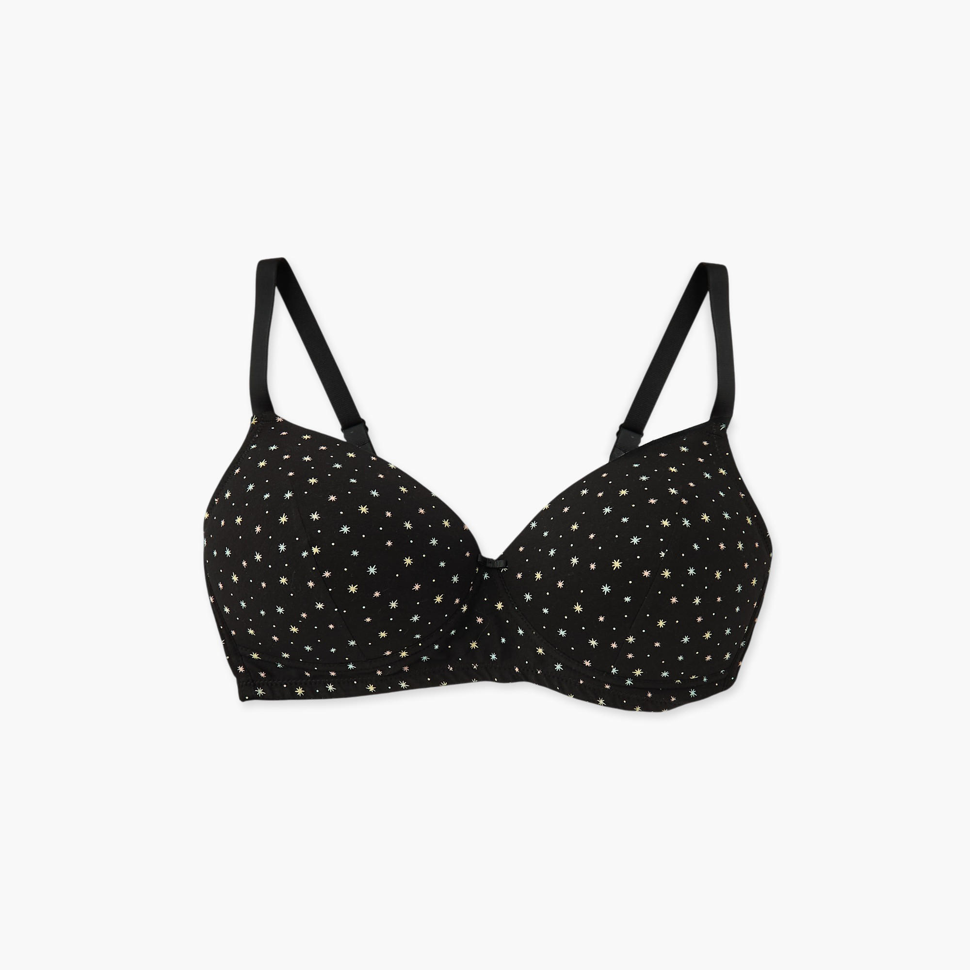 All-Over Print Non-Wired Bra with Hook and Eye Closure-women-clothing-lingerie-bras-image-1