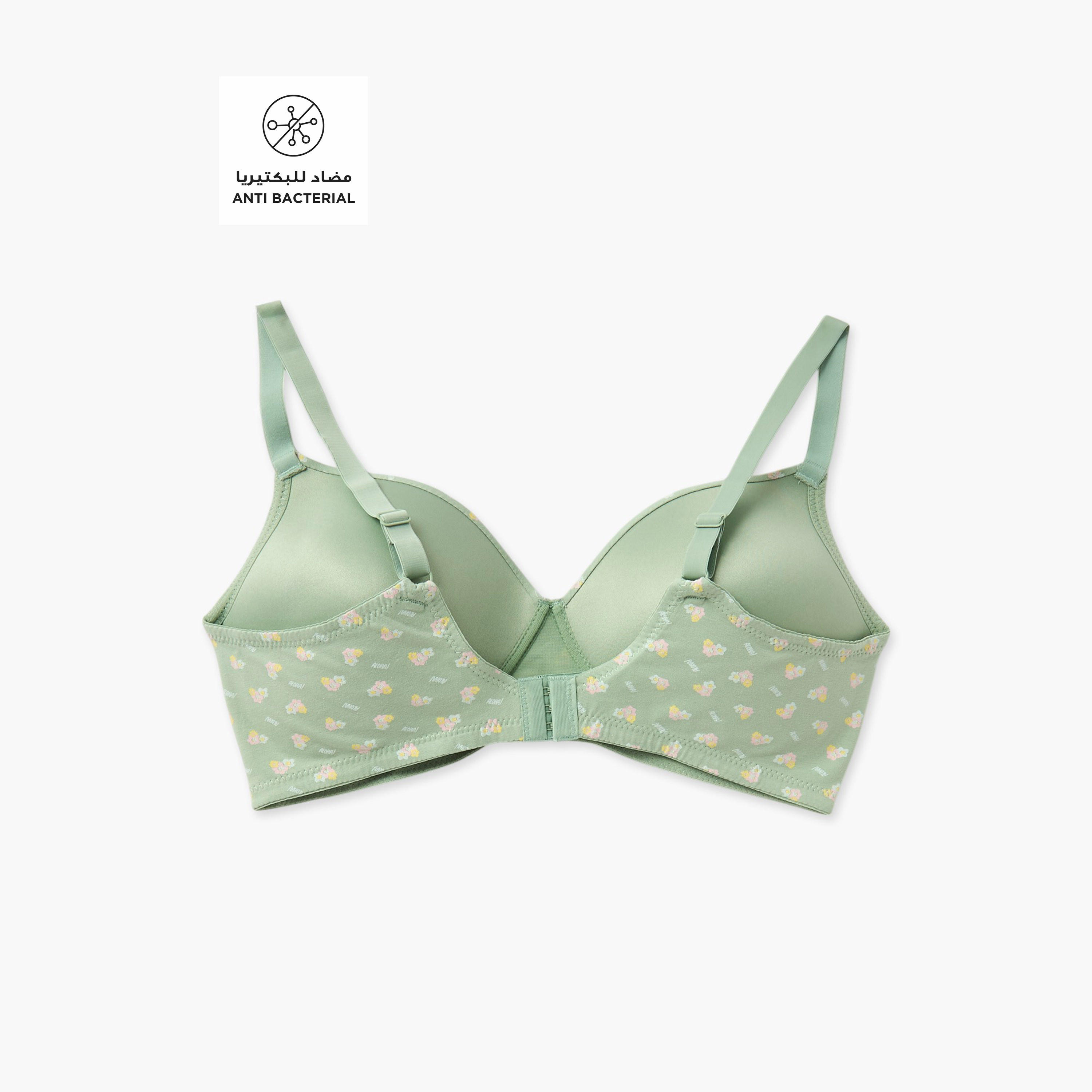 صدرية غير سلكية بمشبك إغلاق وطبعات أزهار-women-clothing-lingerie-bras-image-2