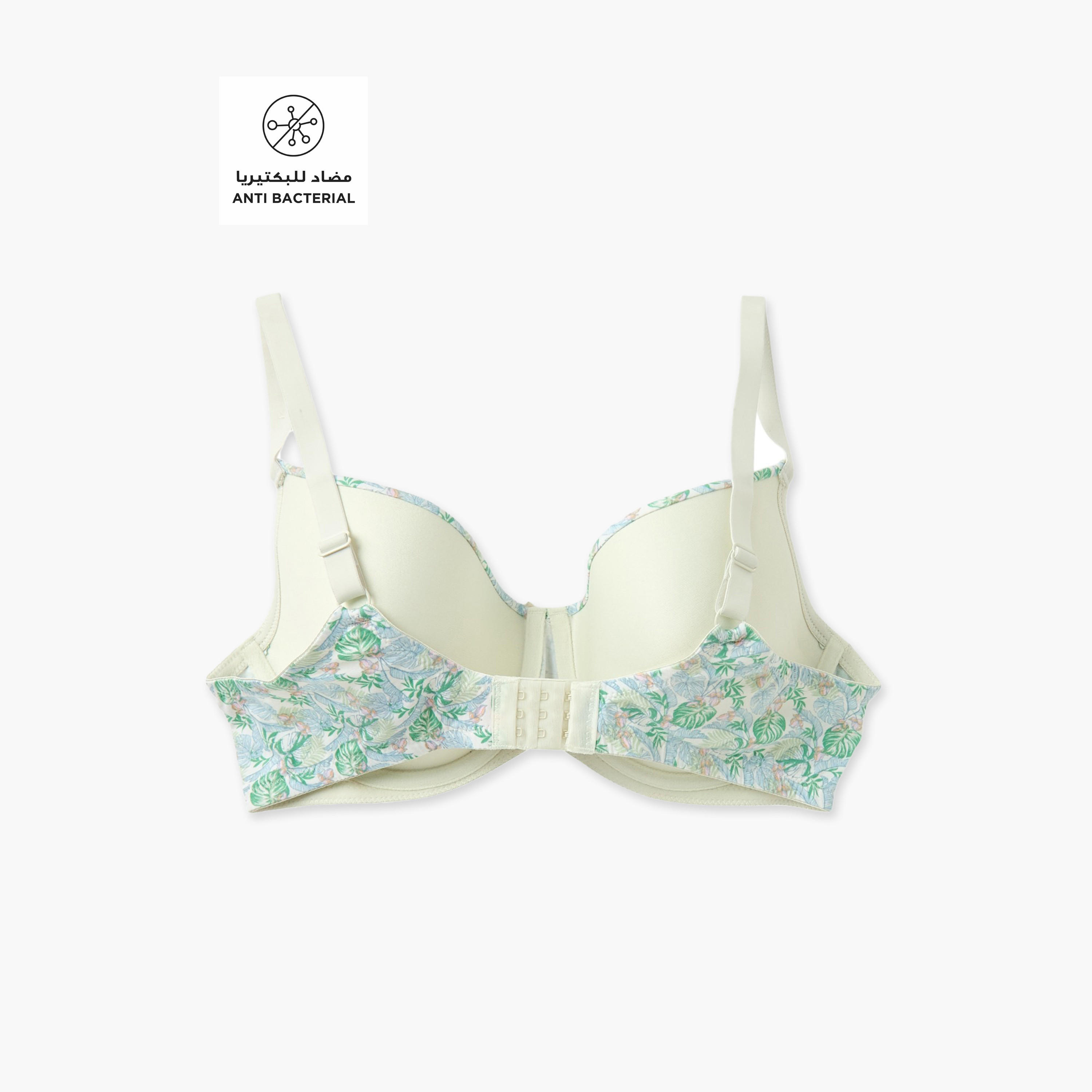 Printed Wired Demi Bra with Hook and Eye Closure-women-clothing-lingerie-bras-image-2