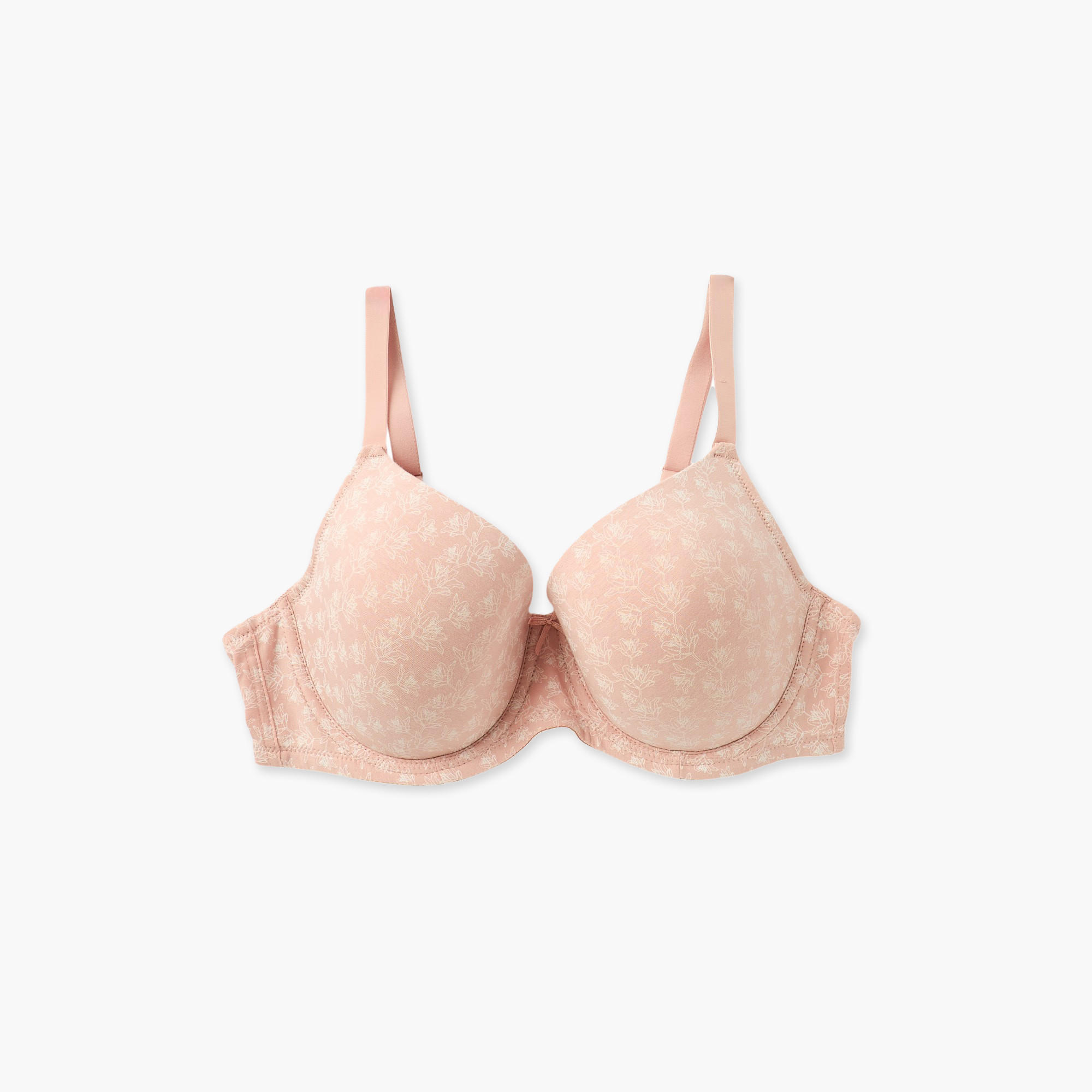 Printed Wired Demi Bra with Hook and Eye Closure-women-clothing-lingerie-bras-image-1