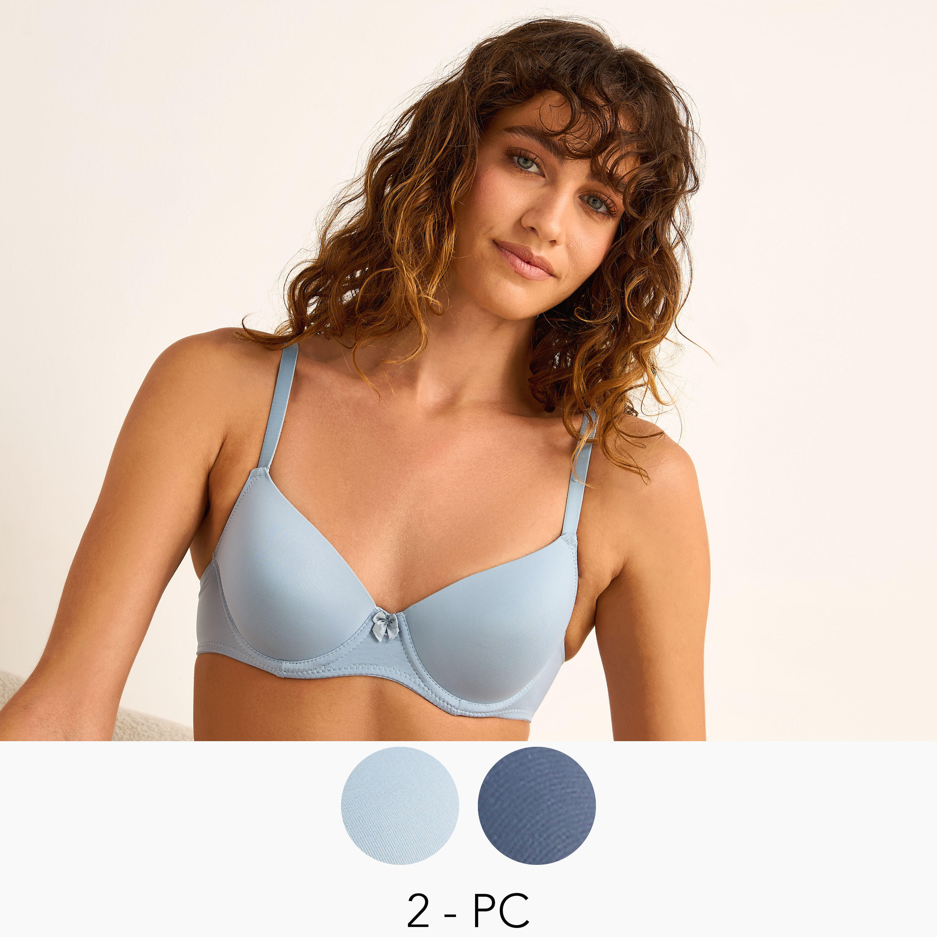 Set of 2 - Wired Demi Bra with Hook and Eye Closure-women-clothing-lingerie-bras-image-1