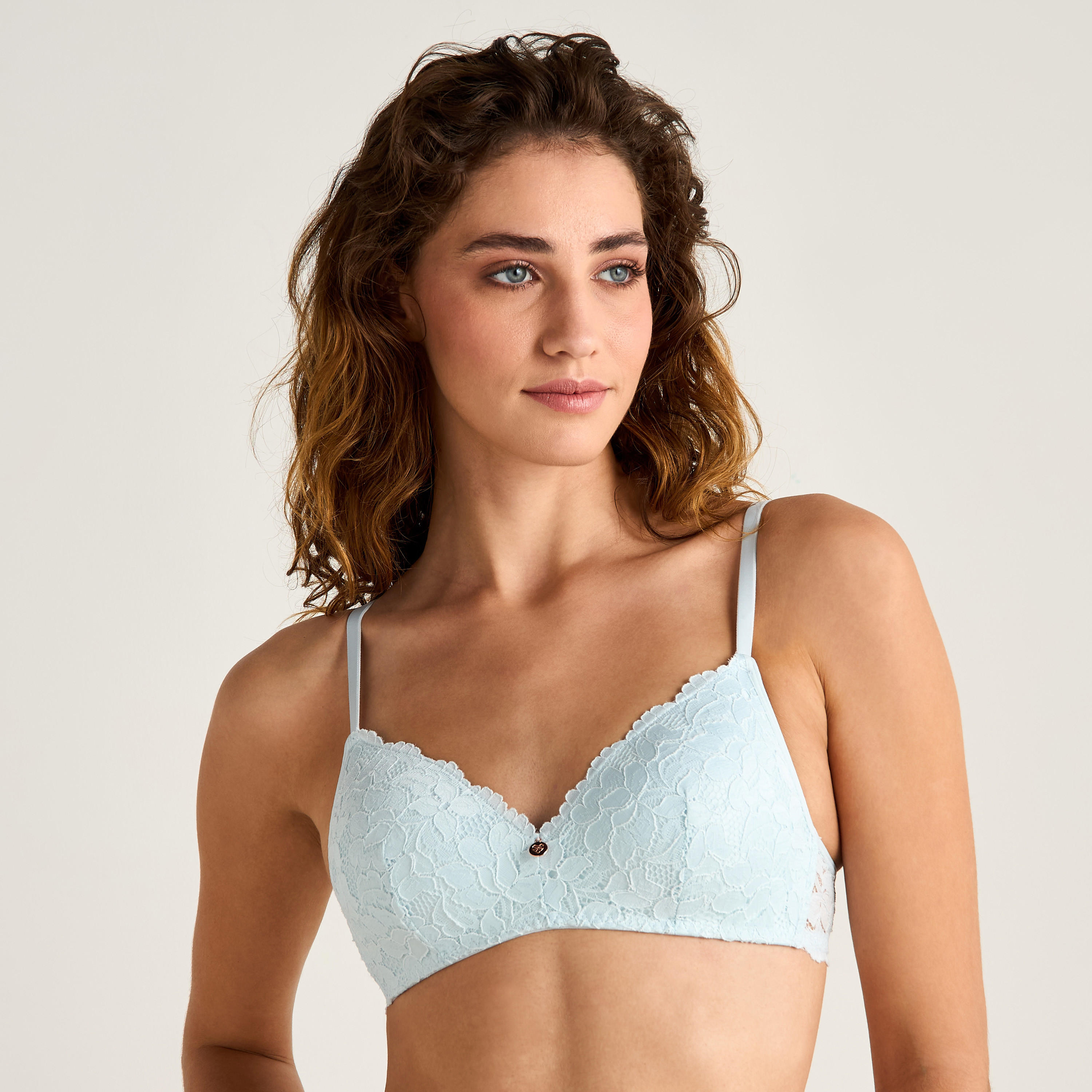 Lace Demi Bra with Hook and Eye Closure-women-clothing-lingerie-bras-image-1