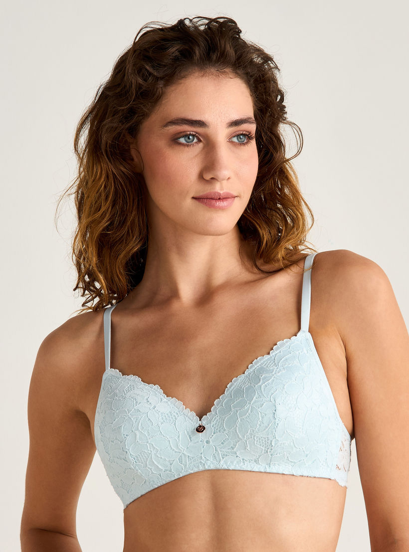 Lace Demi Bra with Hook and Eye Closure-women-clothing-lingerie-bras-image-1