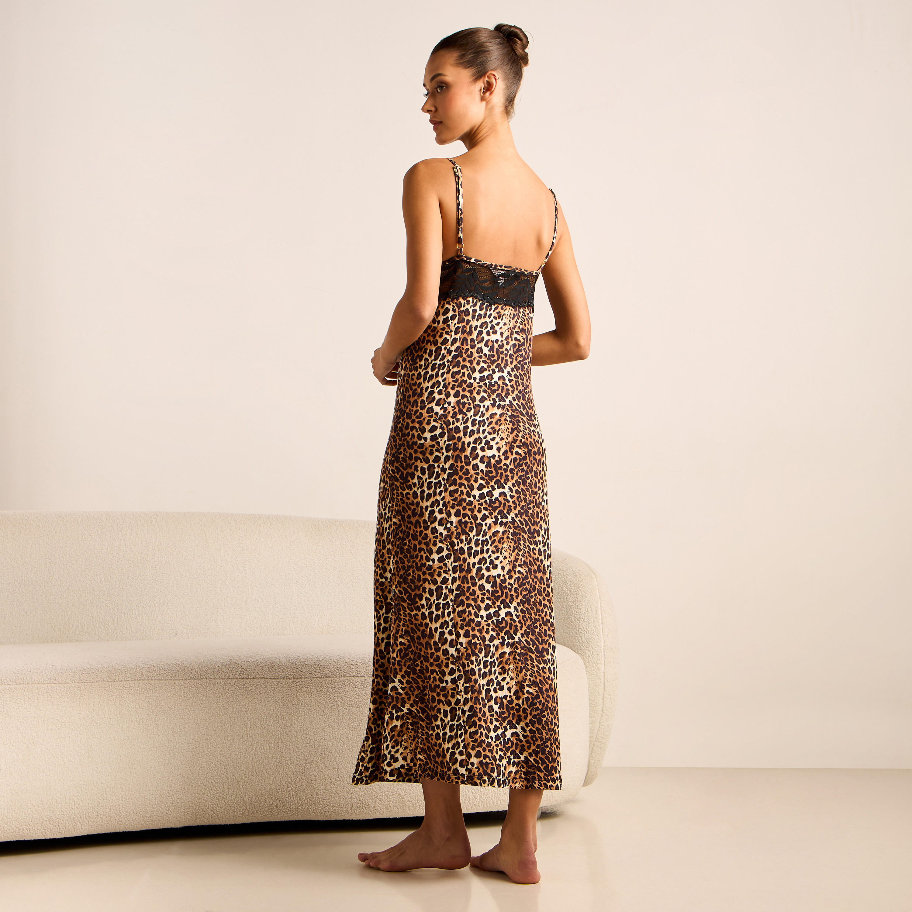 Leopard Print Sleeveless Night Dress with V-neck-women-clothing-nightwear-nighties-image-4
