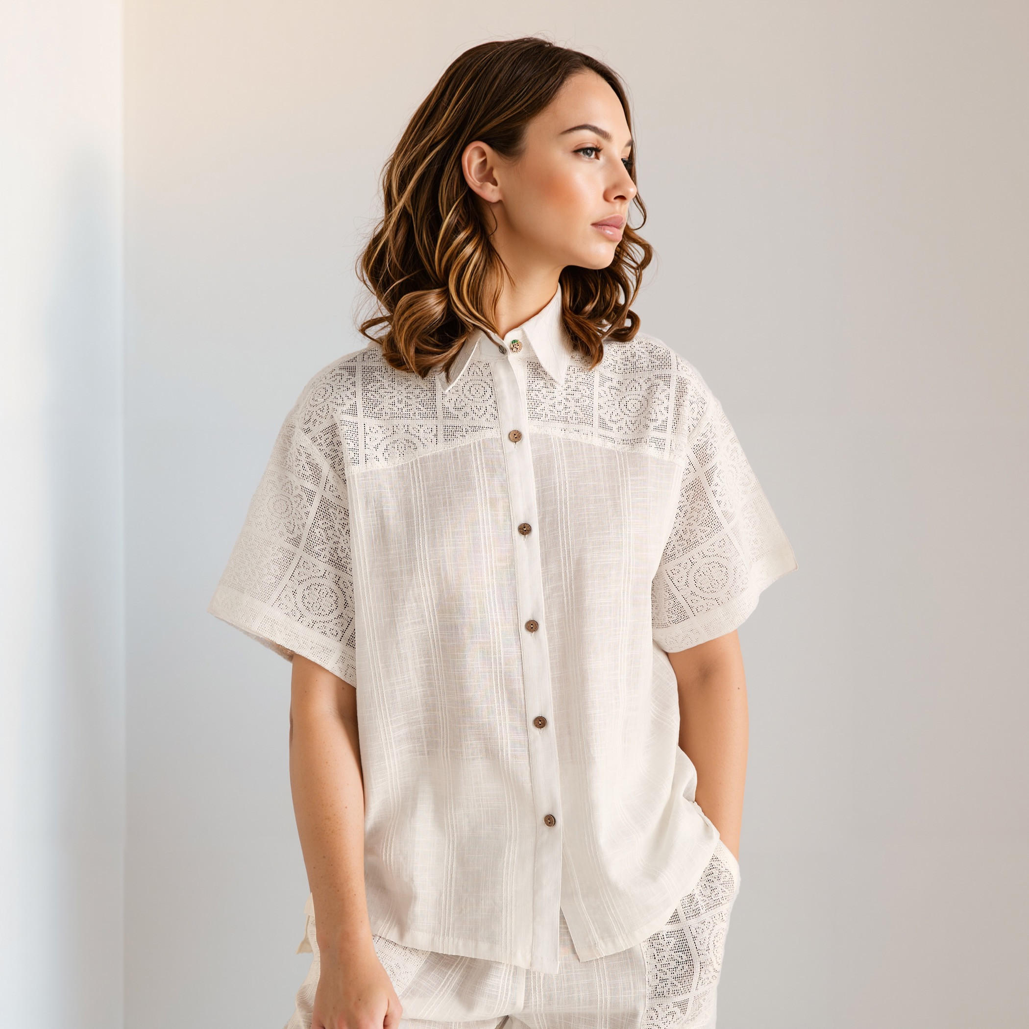 Crochet Detail Shirt and Pyjama Set-women-clothing-nightwear-pyjamas-longsets-image-3