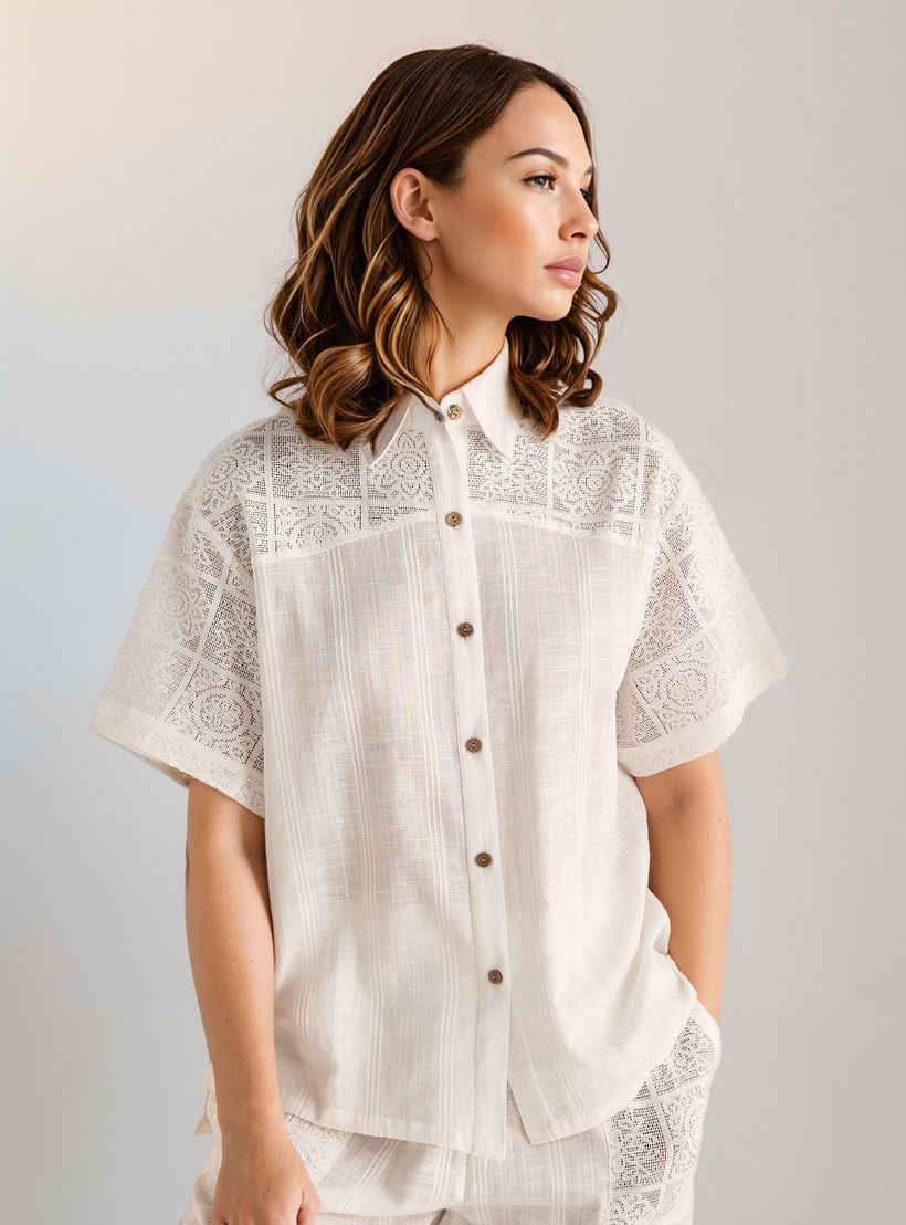 Crochet Detail Shirt and Pyjama Set-women-clothing-nightwear-pyjamas-longsets-image-3