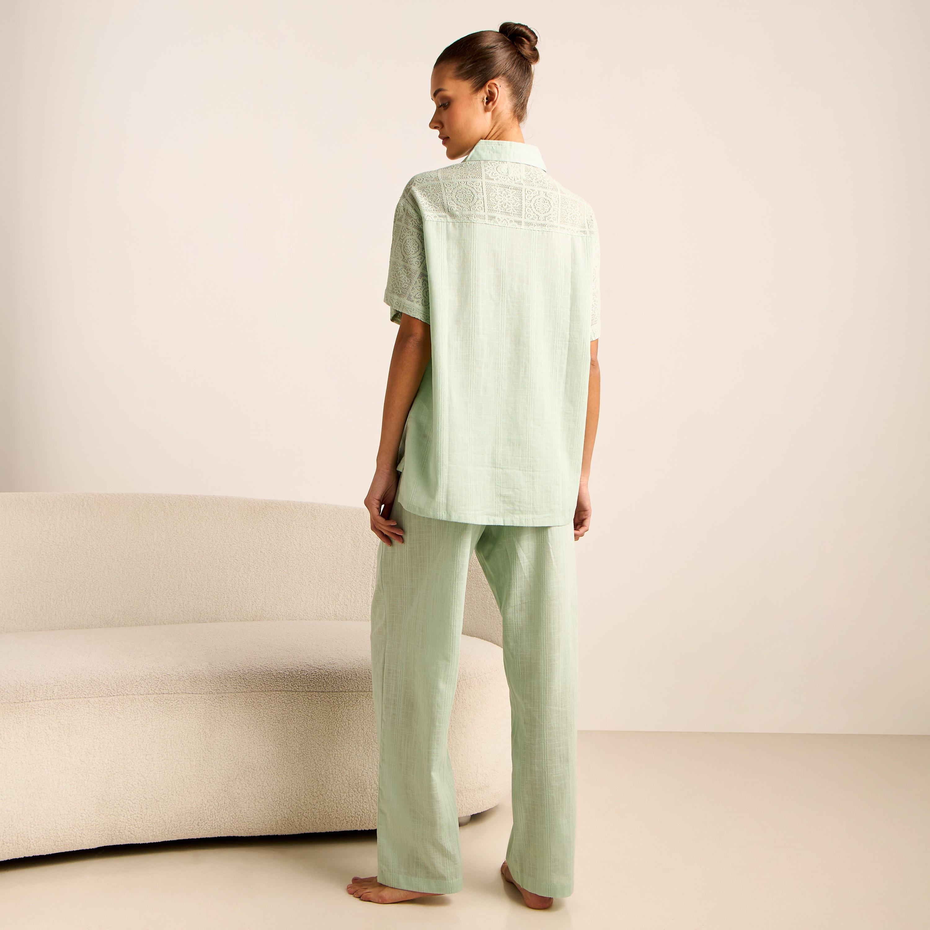 Crochet Detail Shirt and Pyjama Set-women-clothing-nightwear-pyjamas-longsets-image-3