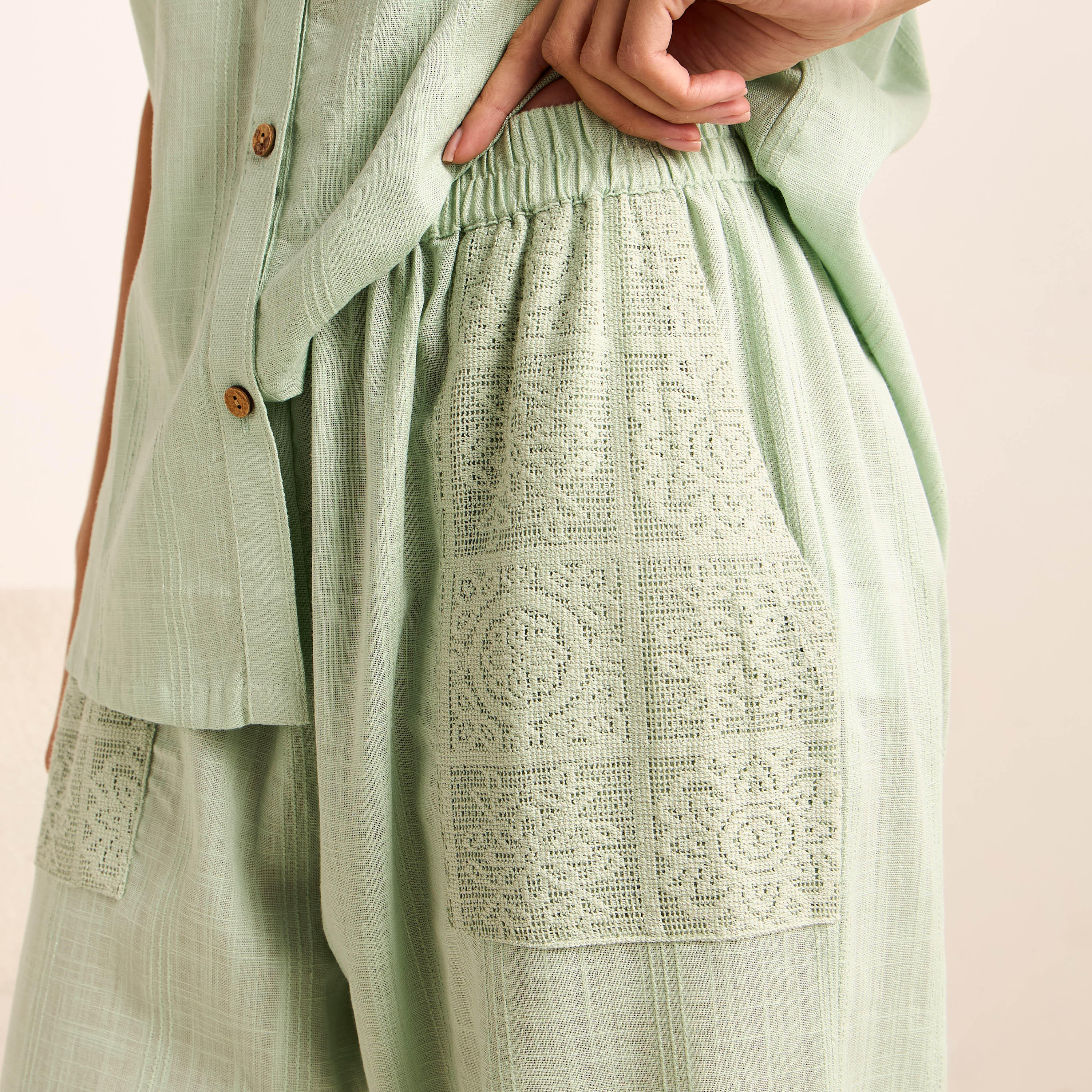 Crochet Detail Shirt and Pyjama Set-women-clothing-nightwear-pyjamas-longsets-image-7