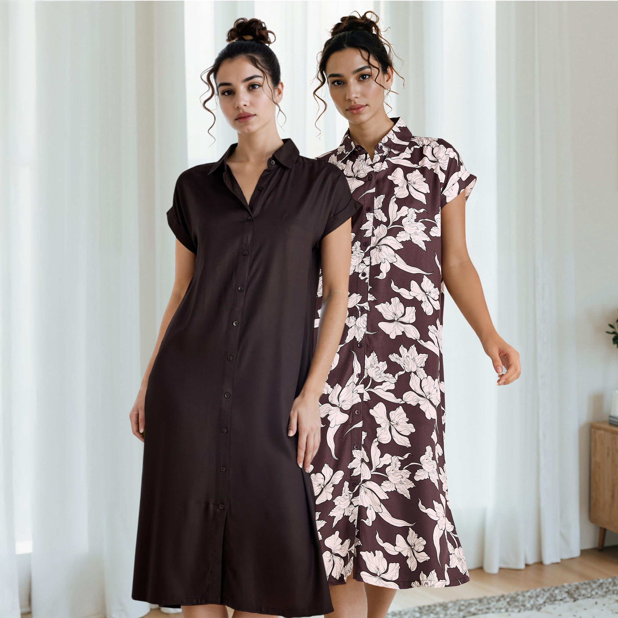 فساتين نوم فيسكوز متنوعة - طقم من 2-women-clothing-nightwear-nighties-image-1
