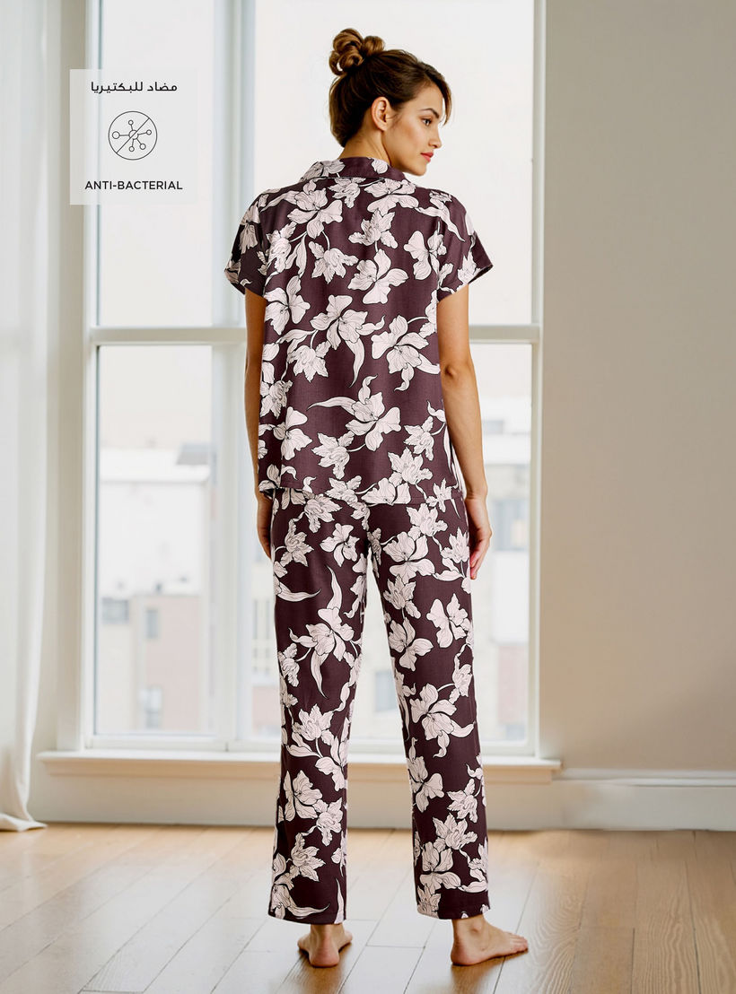 طقم بيجاما بطبعات زهرية-women-clothing-nightwear-pyjamas-longsets-image-2