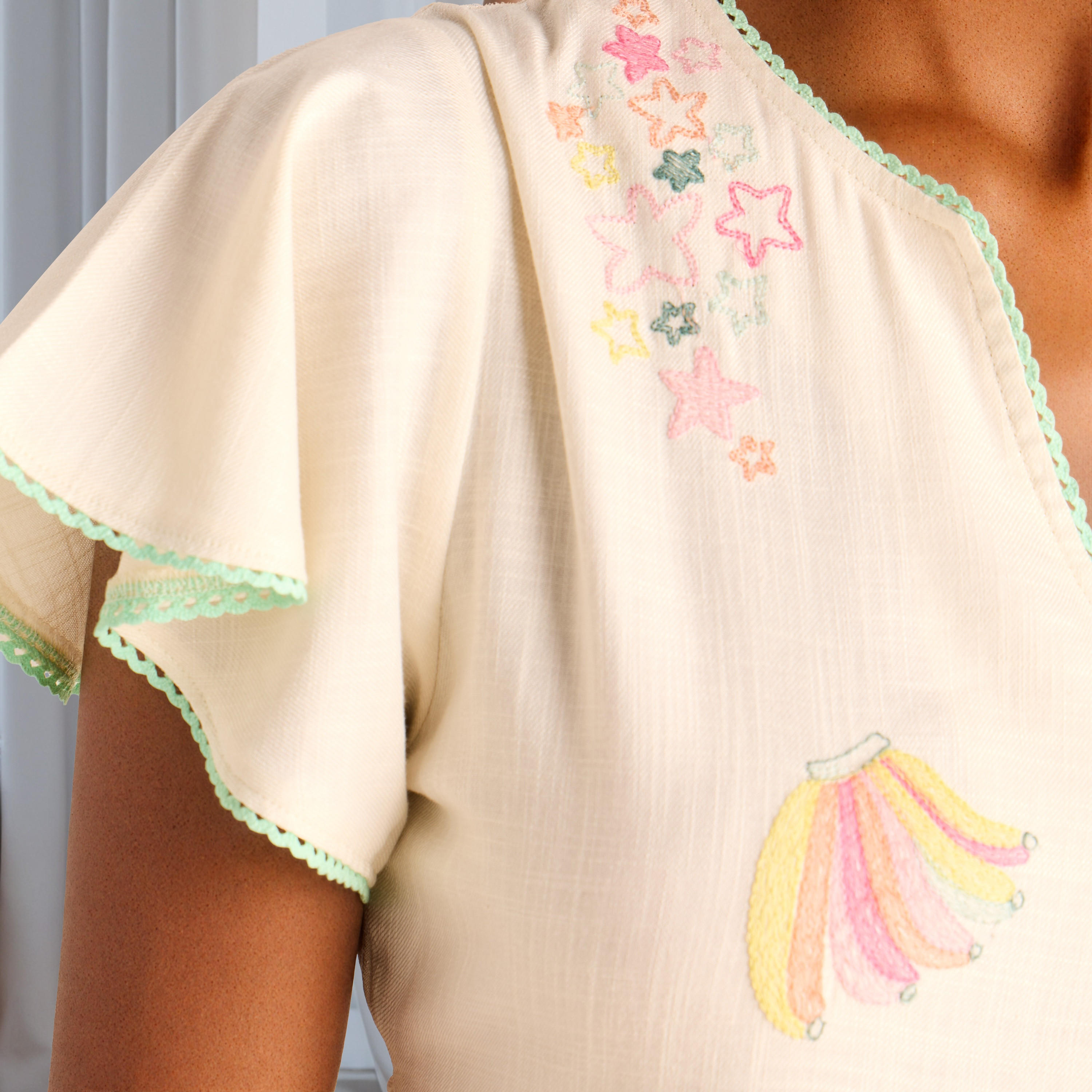 Embroidered Tiered Viscose Night Dress with Short Flared Sleeves-women-clothing-nightwear-nighties-image-6