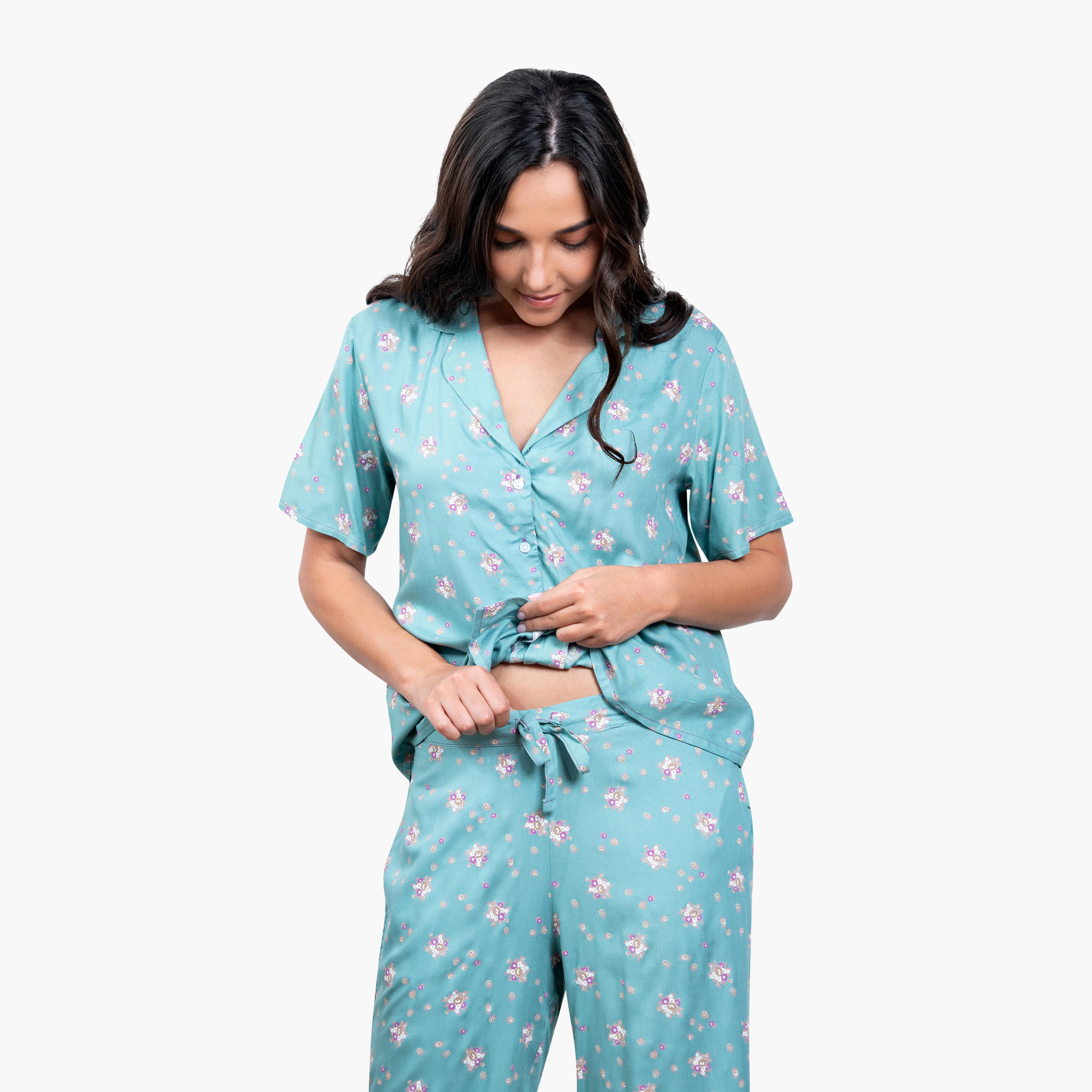 Floral Print Rayon Pyjama Set-women-clothing-nightwear-pyjamas-longsets-image-4