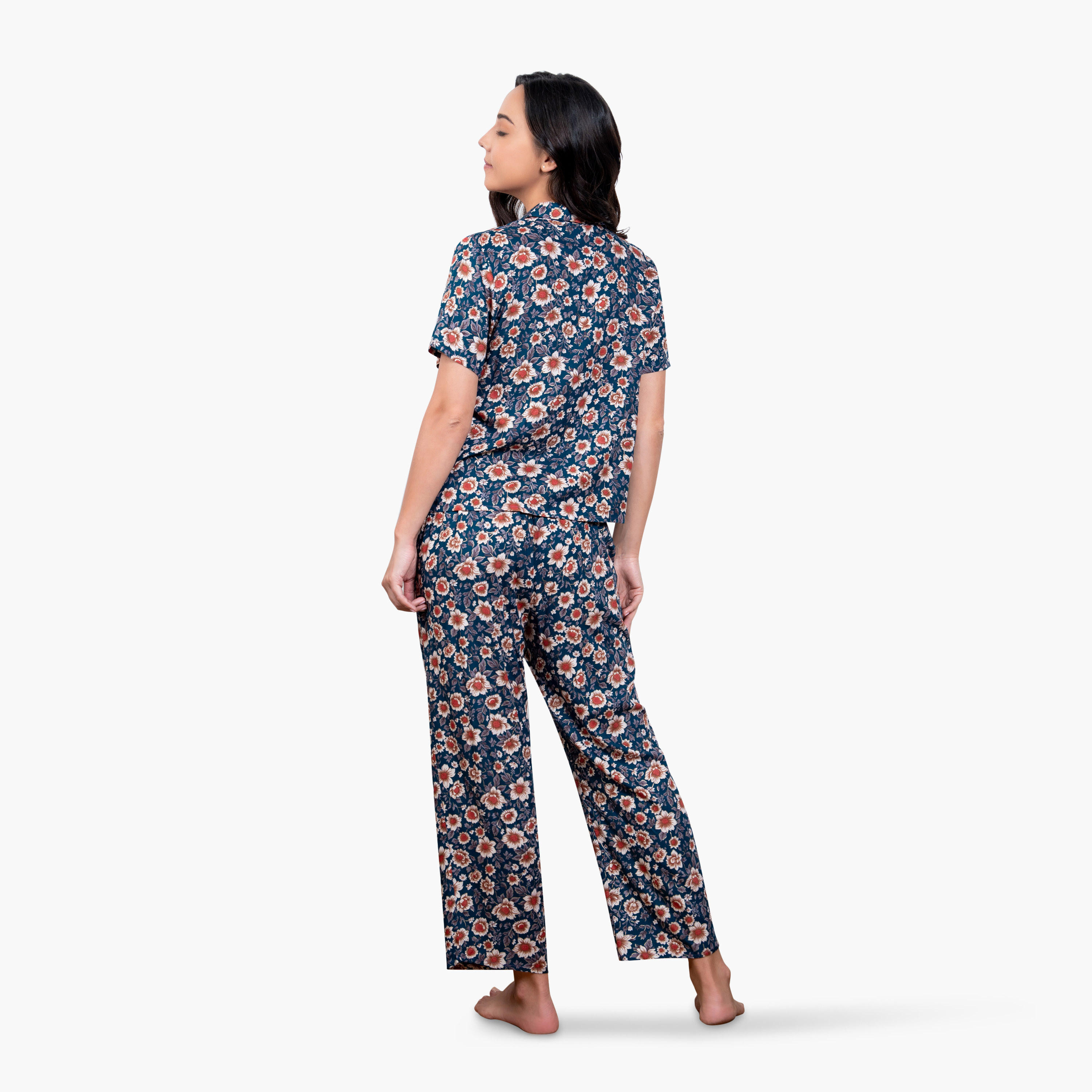 طقم بيجاما رايون بطبعات أزهار-women-clothing-nightwear-pyjamas-longsets-image-4